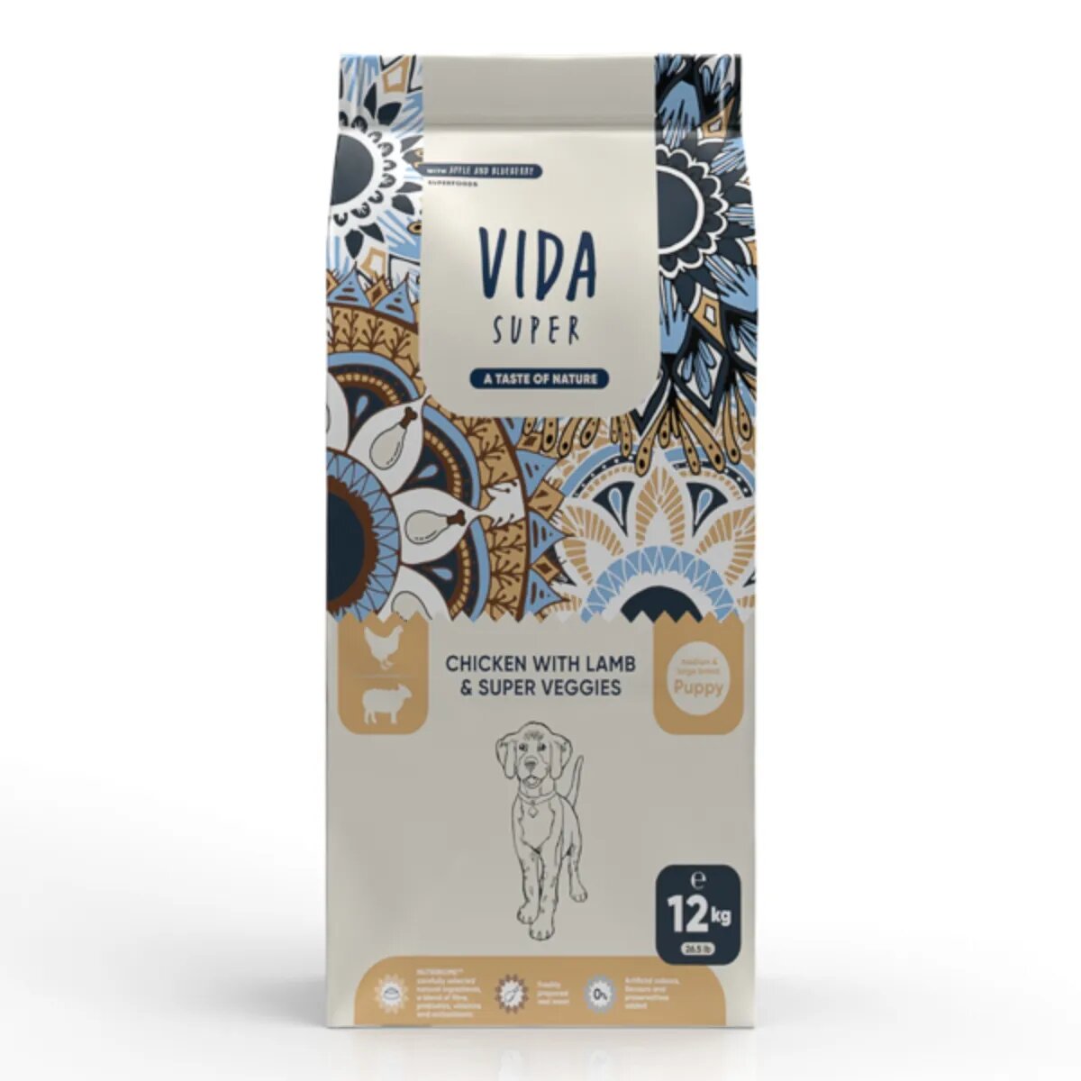 VIDA SUPER M-XL Pui Miel și Legume hrană uscată câini junior 12kg