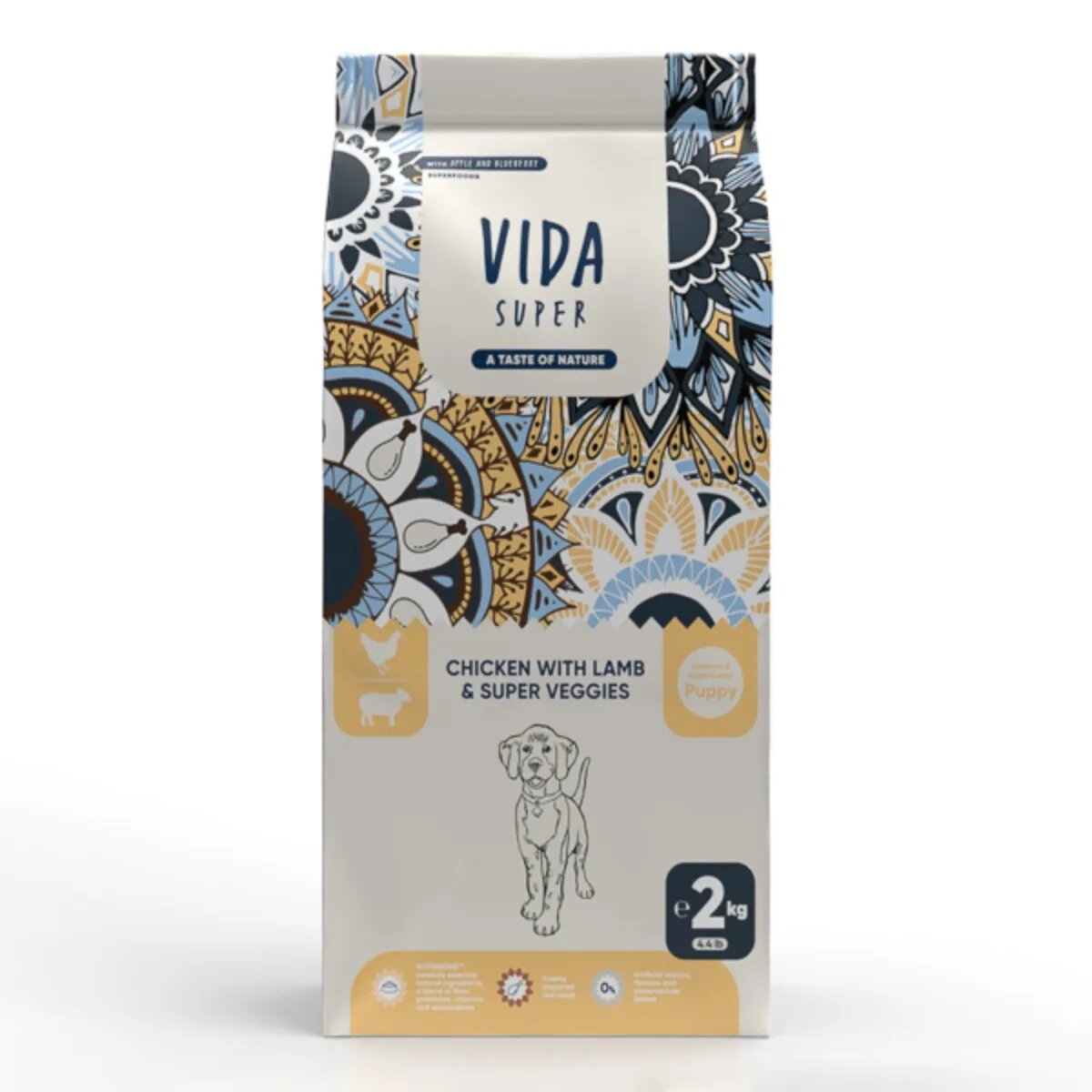 VIDA SUPER M-XL Pui Miel și Legume hrană uscată câini junior 2kg