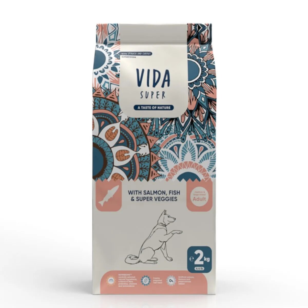 VIDA SUPER M-XL Somon Pește și Legume hrană uscată câini SUPER M-XL Somon și Legume hrană uscată câini 2kg