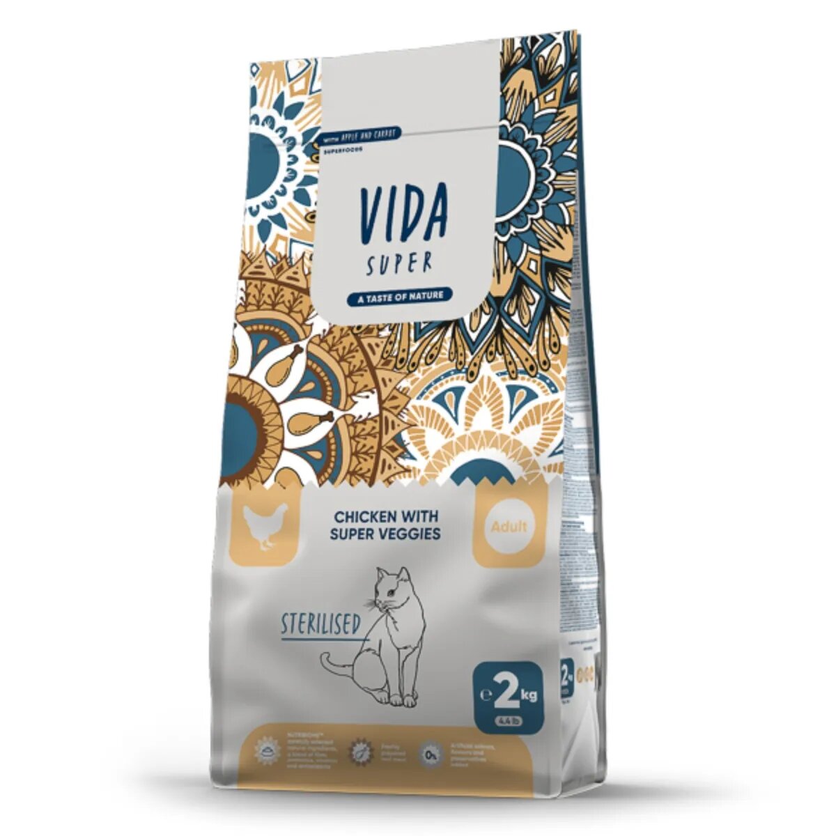 VIDA SUPER Sterilised Pui și Legume hrană uscată pisici 2kg