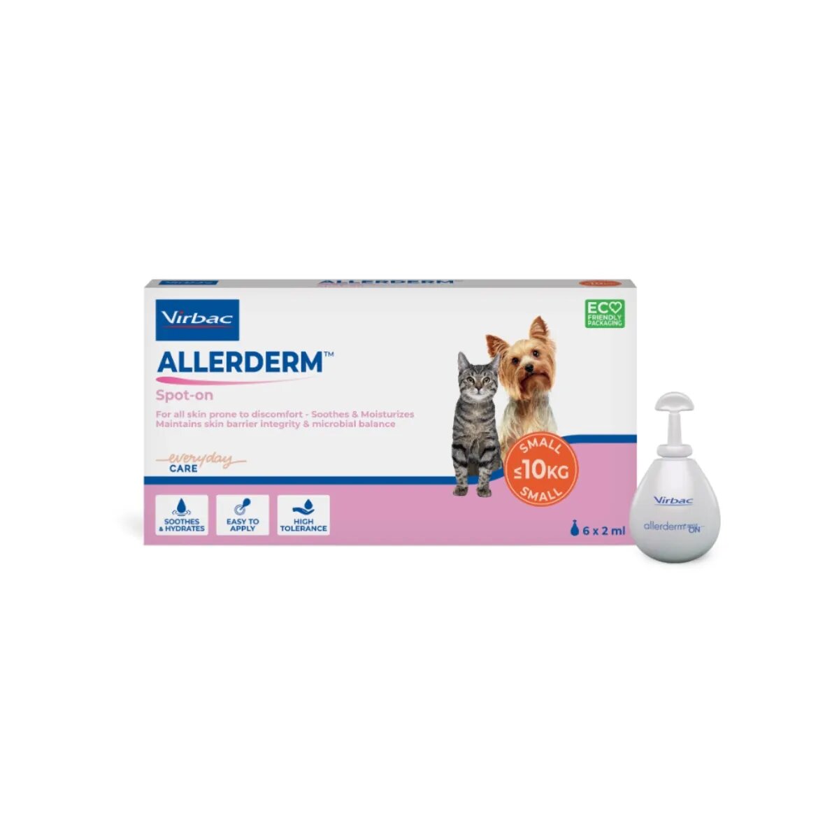 Virbac Allerderm Spot On XS-S tratament adjuvant pipete câini și pisici piele & blană alergii 2mlx6buc Allerderm Spot-On Small XS-S tratament adjuvant pipete câini și pisici piele sensibilă calmant cutie 2mlx6buc