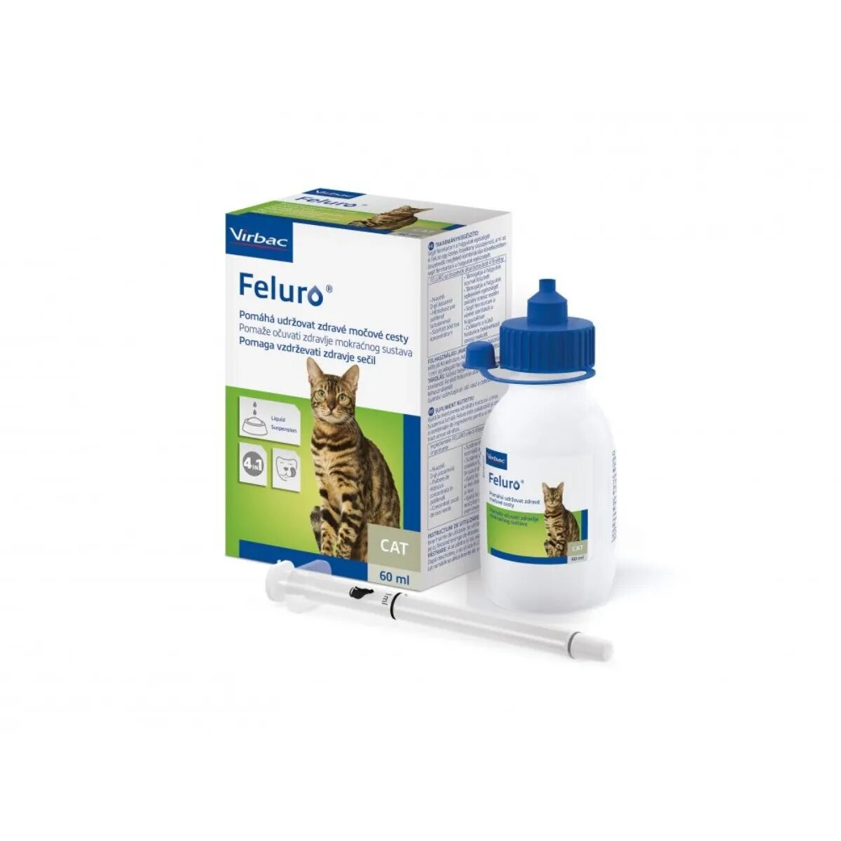 Virbac Feluro supliment sistem urinar pisici suspensie orală Feluro supliment sistem urinar pisici flacon cu aplicator 60ml suspensie orală