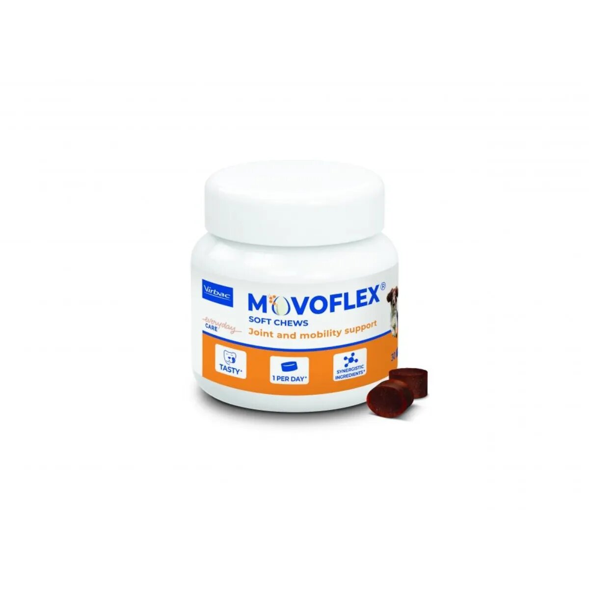 Virbac Movoflex Soft Chews ( 15 - 35kg) supliment sistem articular câini comprimate masticabile Movoflex Soft Chews(15 - 35kg) M supliment sistem articular câini flacon 30 comprimate masticabile