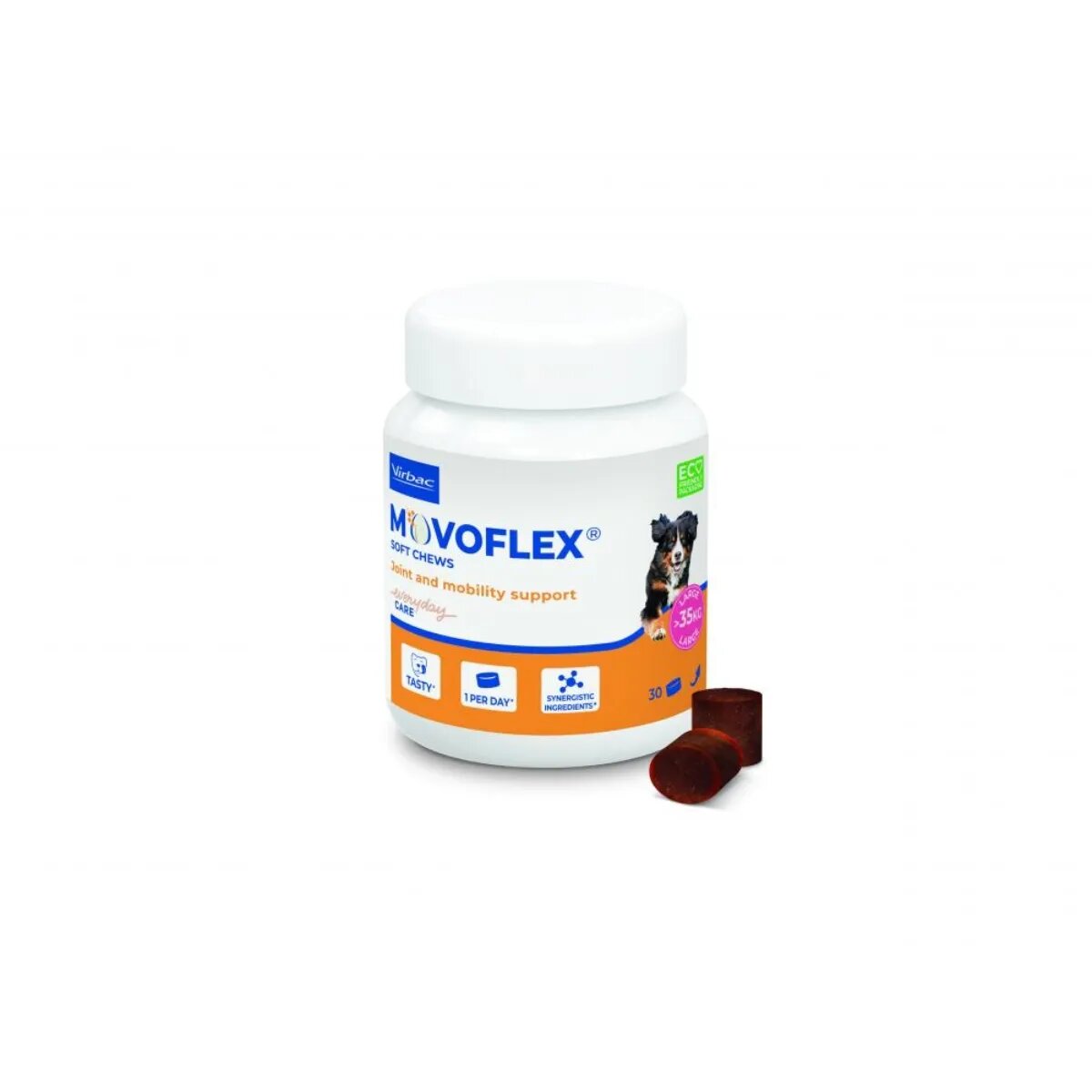 Virbac Movoflex Soft Chews (peste 35kg) supliment sistem articular câini comprimate masticabile Movoflex Soft Chews (peste 35kg) L-XL supliment sistem articular câini flacon 30 comprimate masticabile