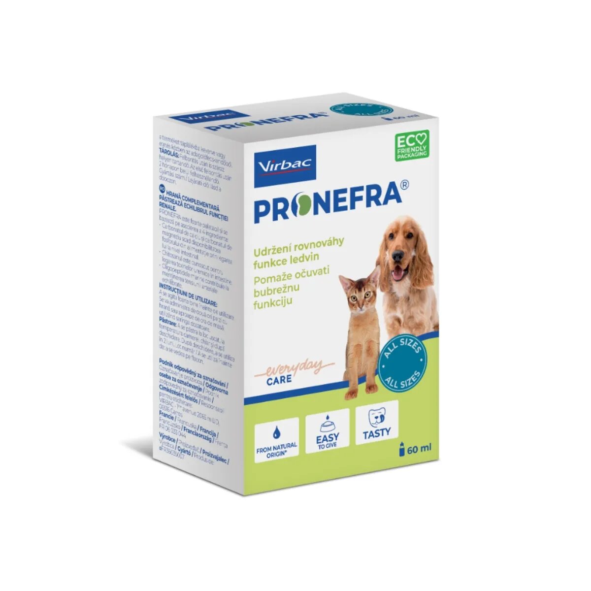 Virbac Pronefra supliment sistem urinar câini suspensie orală Pronefra XS-XL supliment sistem urinar câini și pisici flacon cu aplicator 60ml suspensie orală
