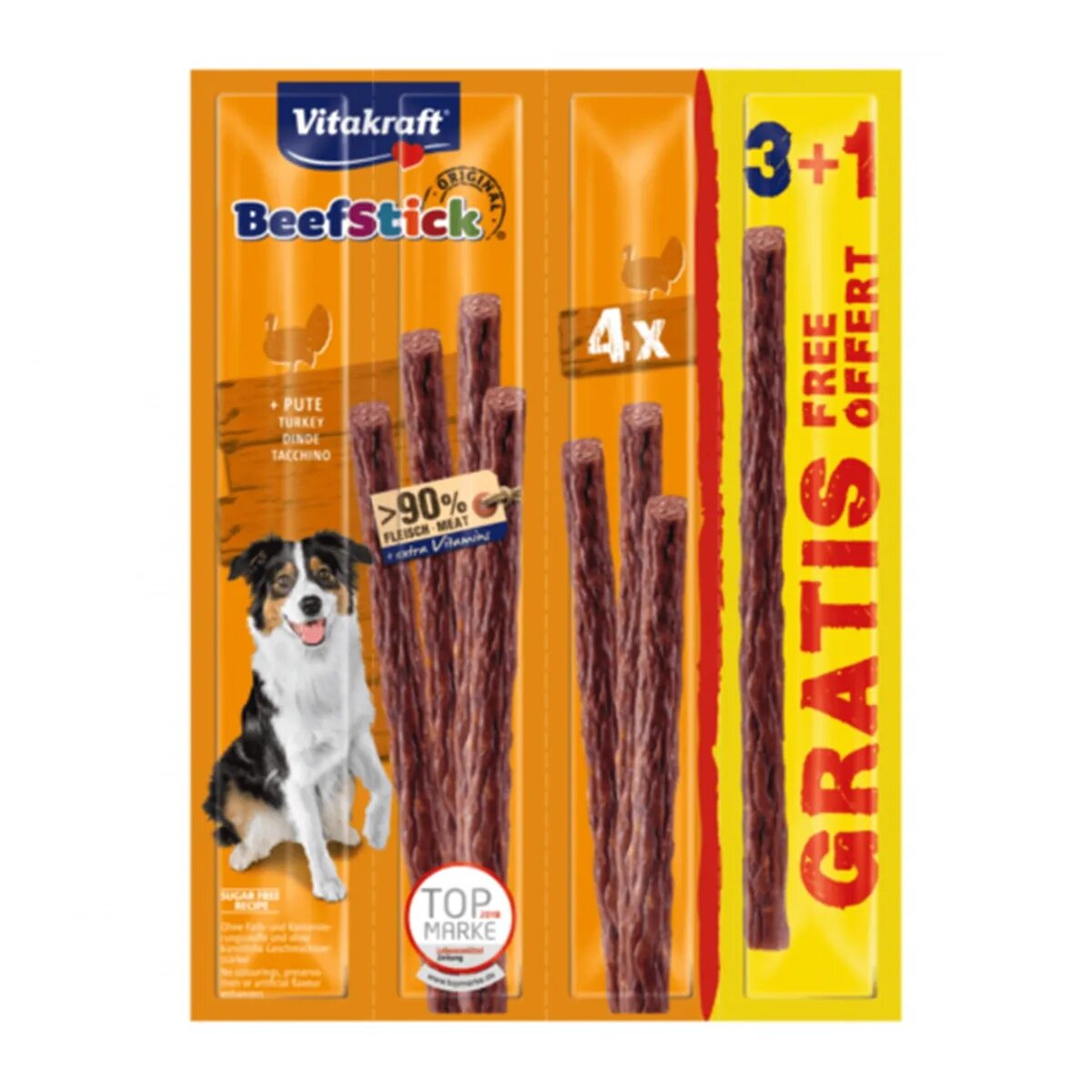 Vitakraft Beef Stick pentru câinicu curcan48g 3+1 Promo