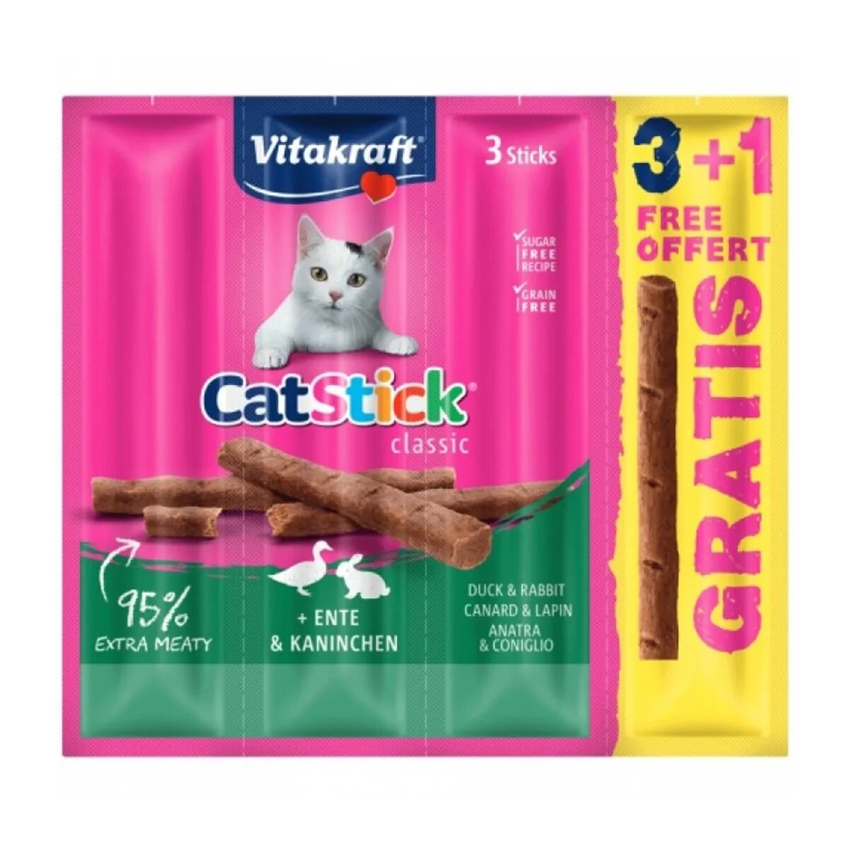 Vitakraft Cat Sticks Rață și Iepure 3+1 Promo