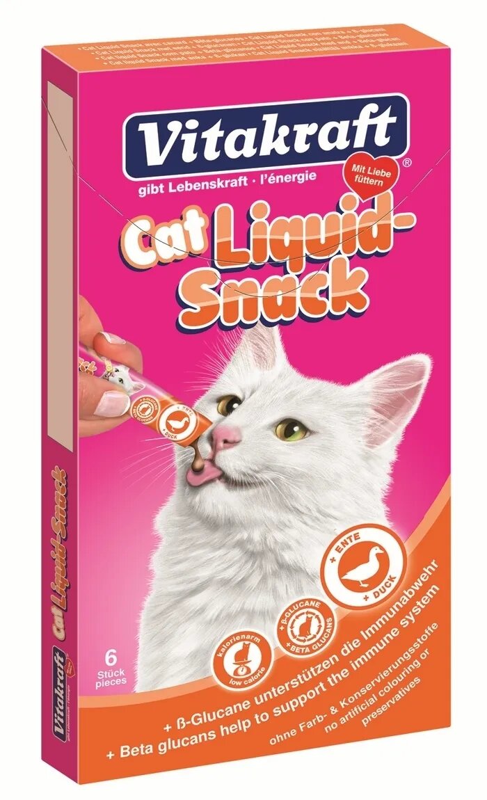 Vitakraft Snack Cat Liquid Rata si Beta Glucan 6x15 g