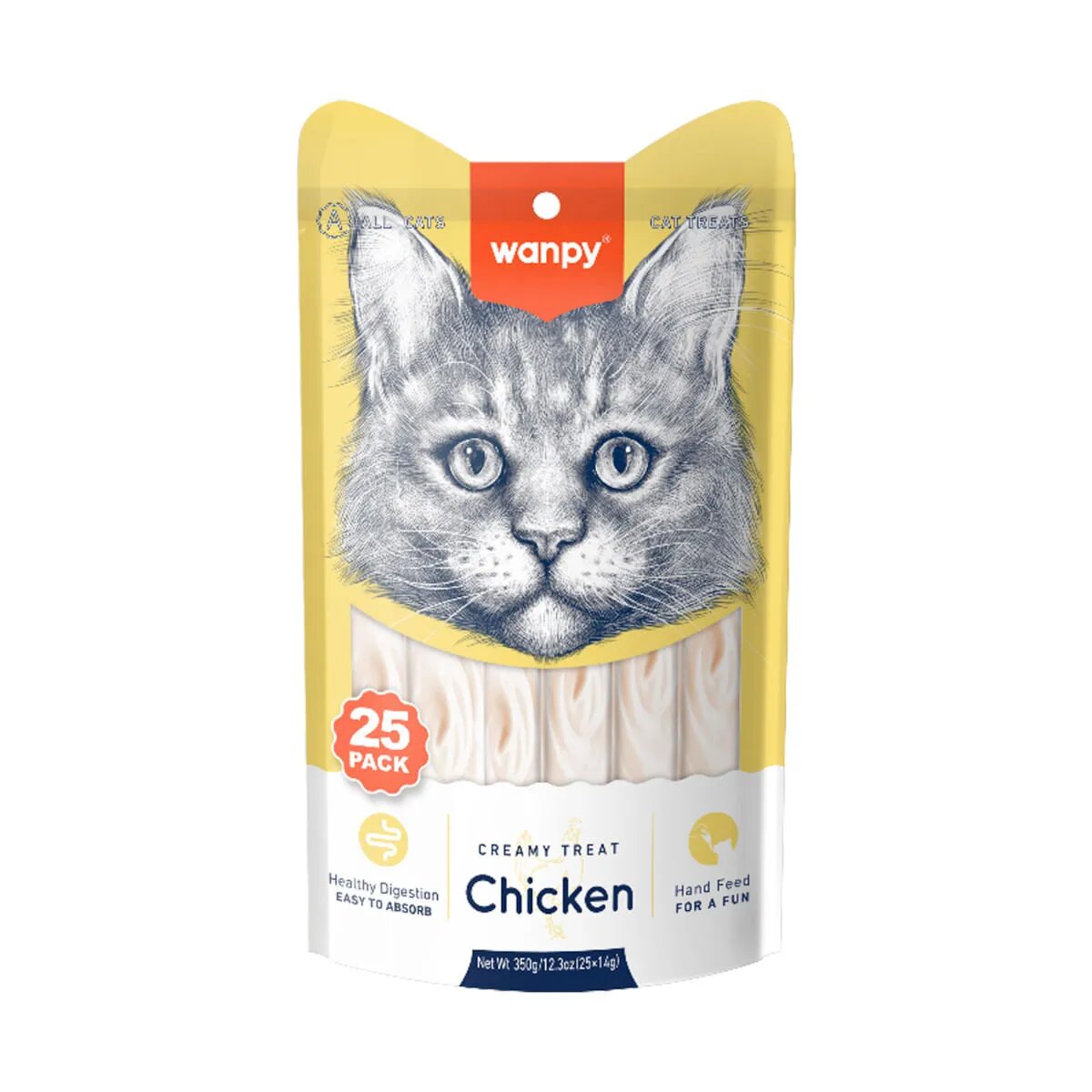 WANPY Creamy Treat Pui punguță recompense pisici (piure) 350g