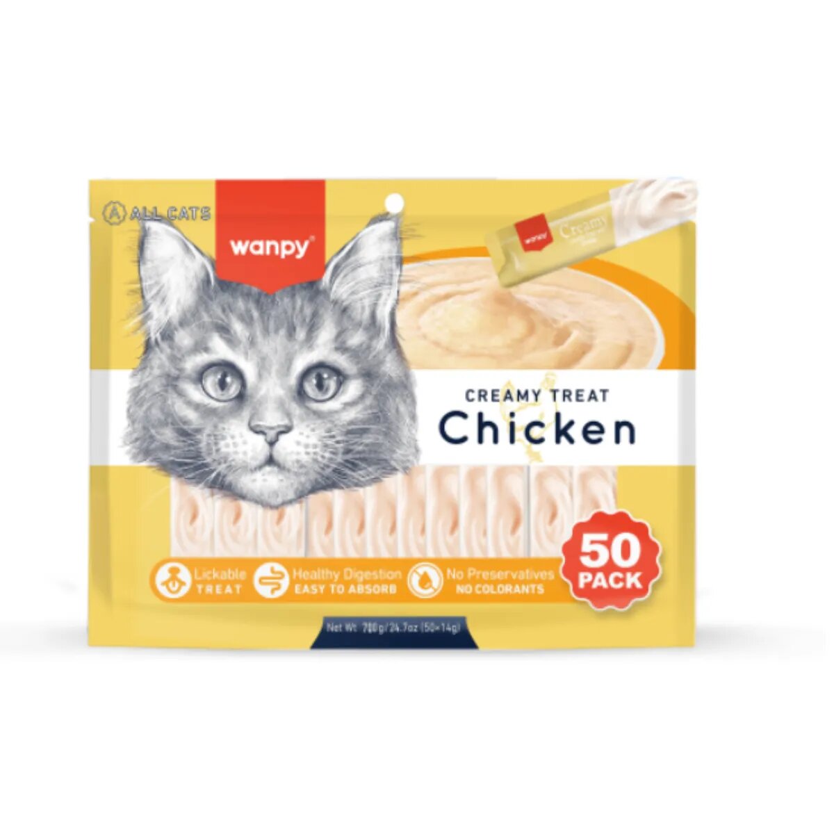 WANPY Creamy Treat Pui punguță recompense pisici (piure) 700g