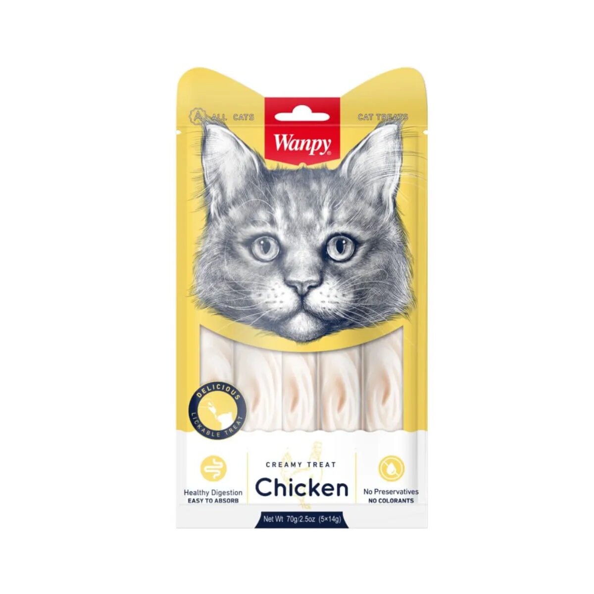 WANPY Creamy Treat Pui punguță recompense pisici (piure) 70g