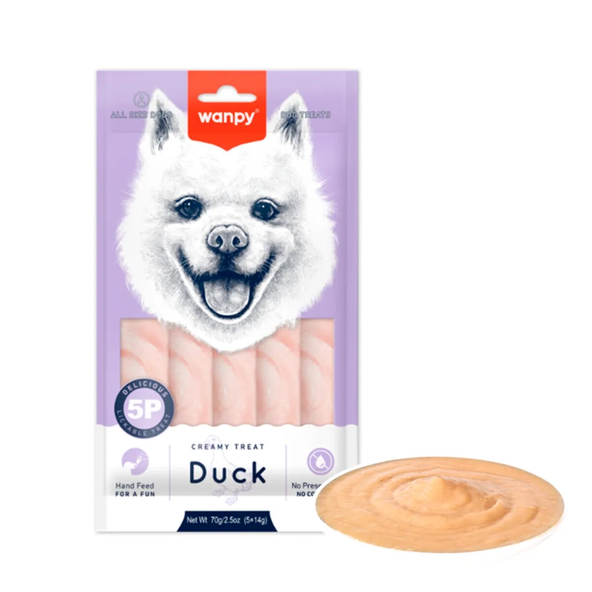 WANPY Creamy Treat XS-M Rață punguță recompense câini (piure) 70g