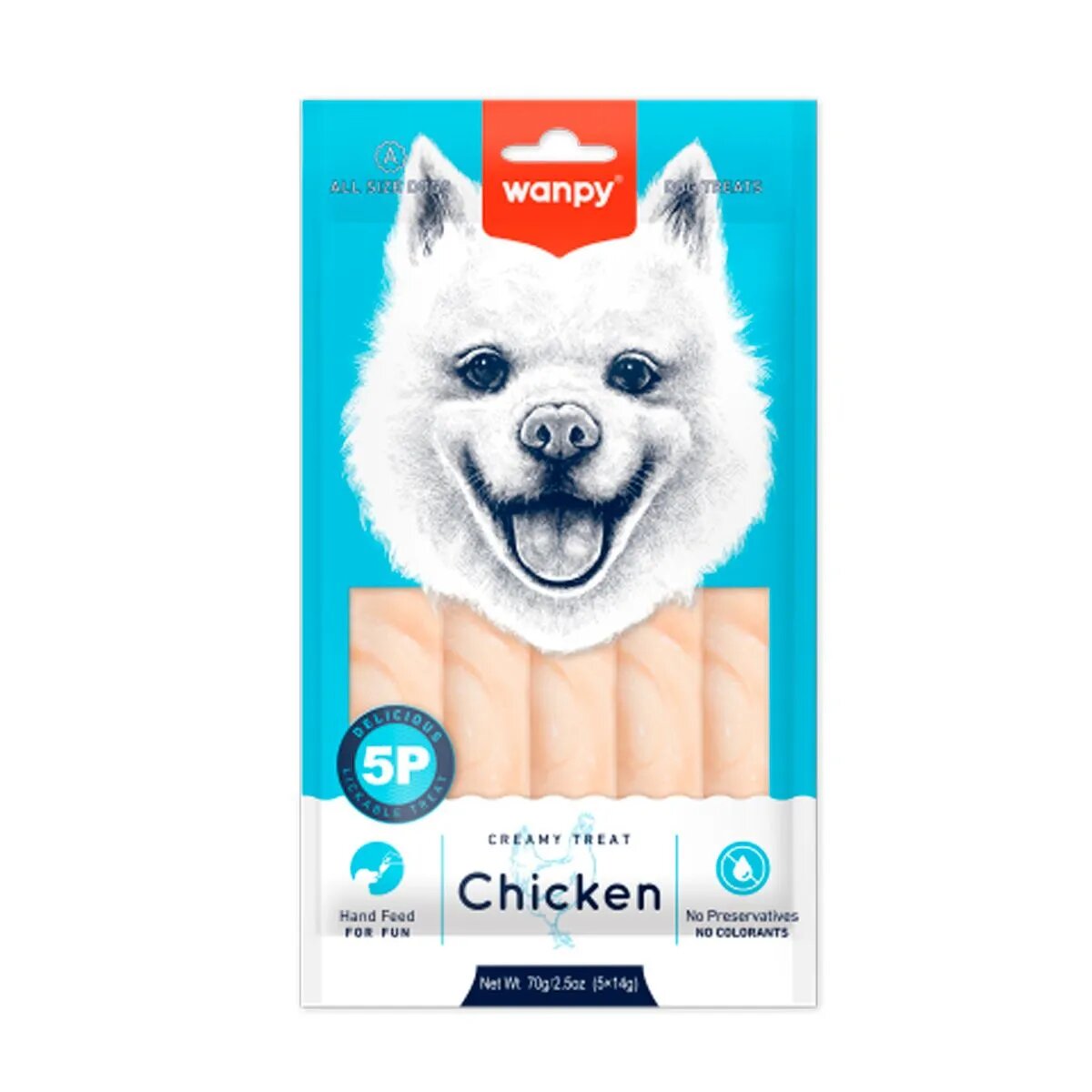 WANPY Creamy Treat XS-XL Pui punguță recompense câini (piure) 70g