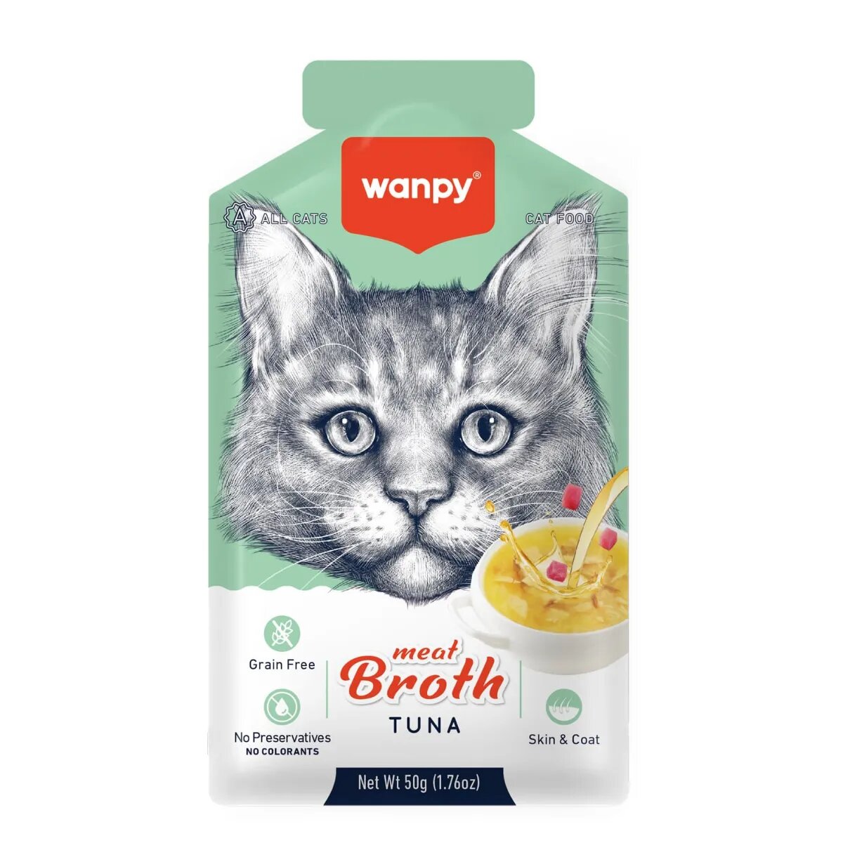 WANPY Meat Broth Ton plic hrană umedă pisici (supă) 50g