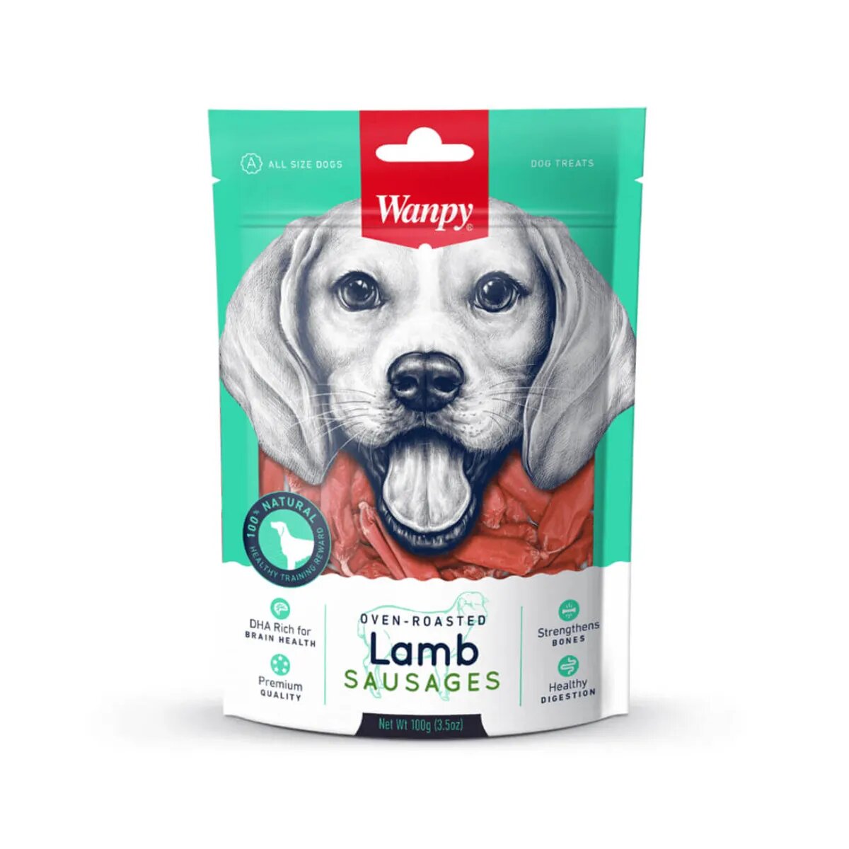 WANPY Sausages XS-M Miel punguță recompense câini 100g