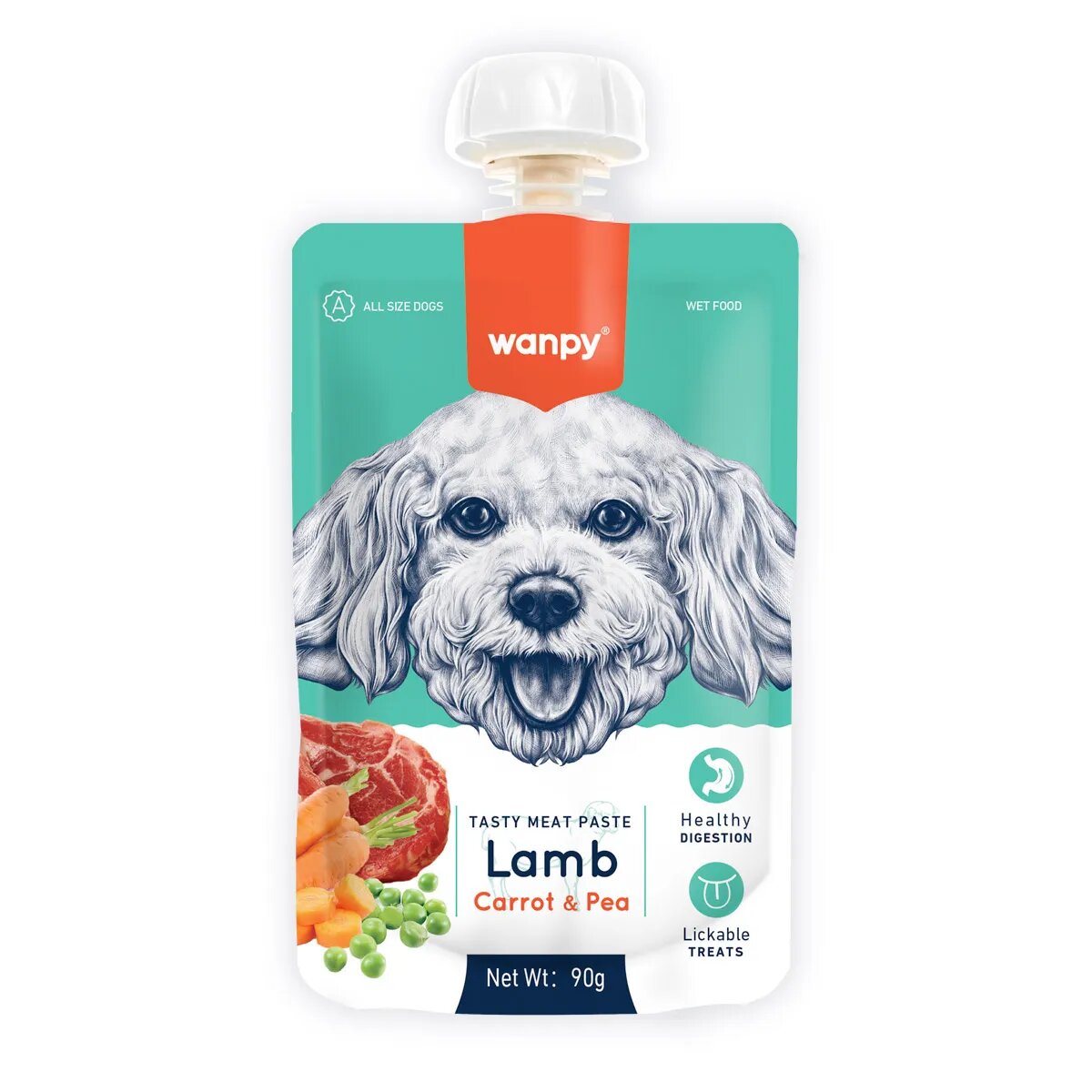 WANPY Tasty Meat Paste XS-M Rață punguță recompense câini (piure) 90g