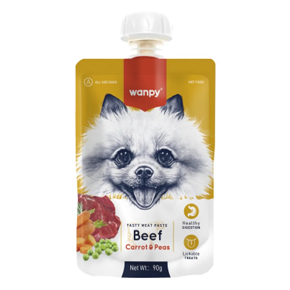 WANPY Tasty Meat Paste XS-M Vită punguță recompense câini (piure) 90g