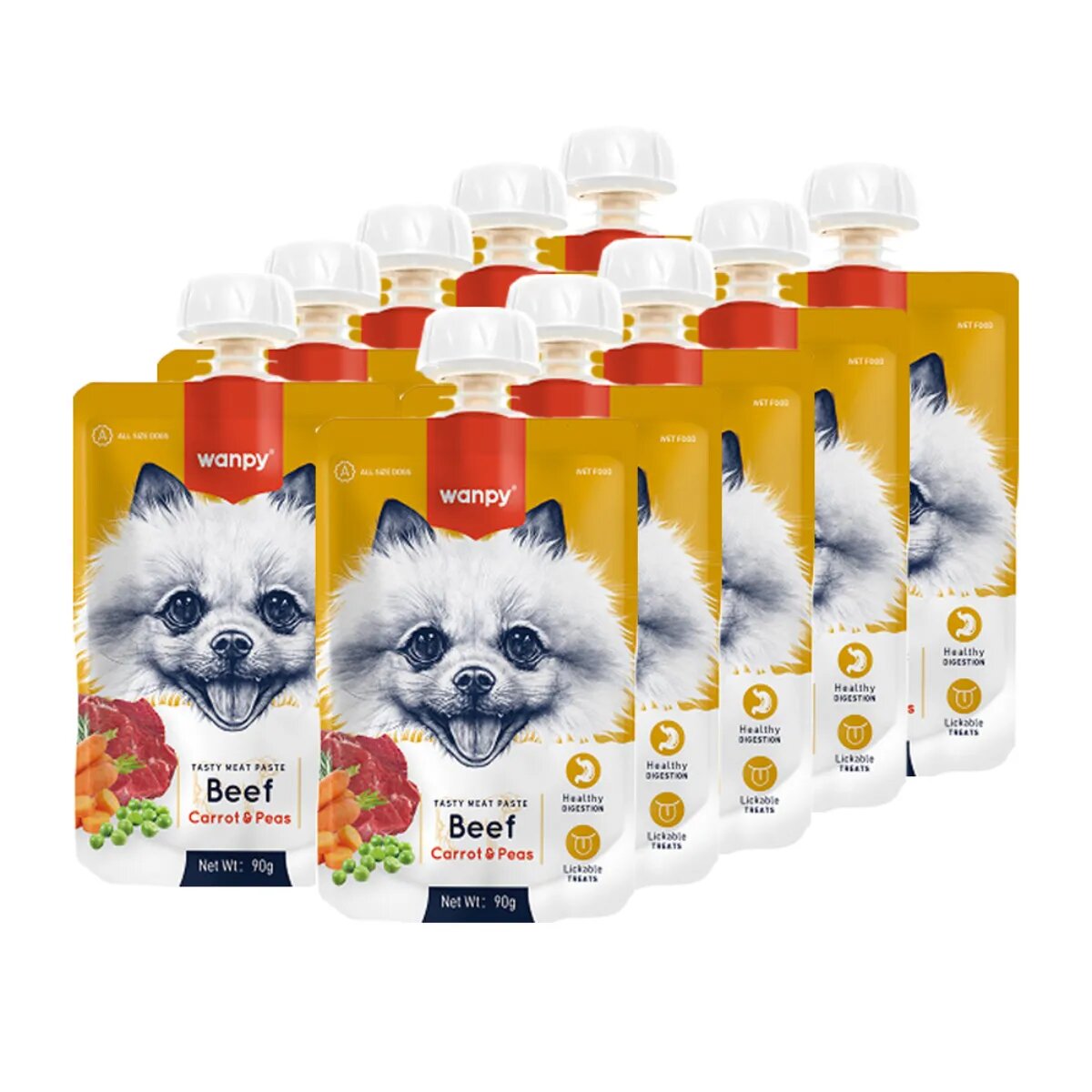 WANPY Tasty Meat Paste XS-M Vită punguță recompense câini (piure) 90g