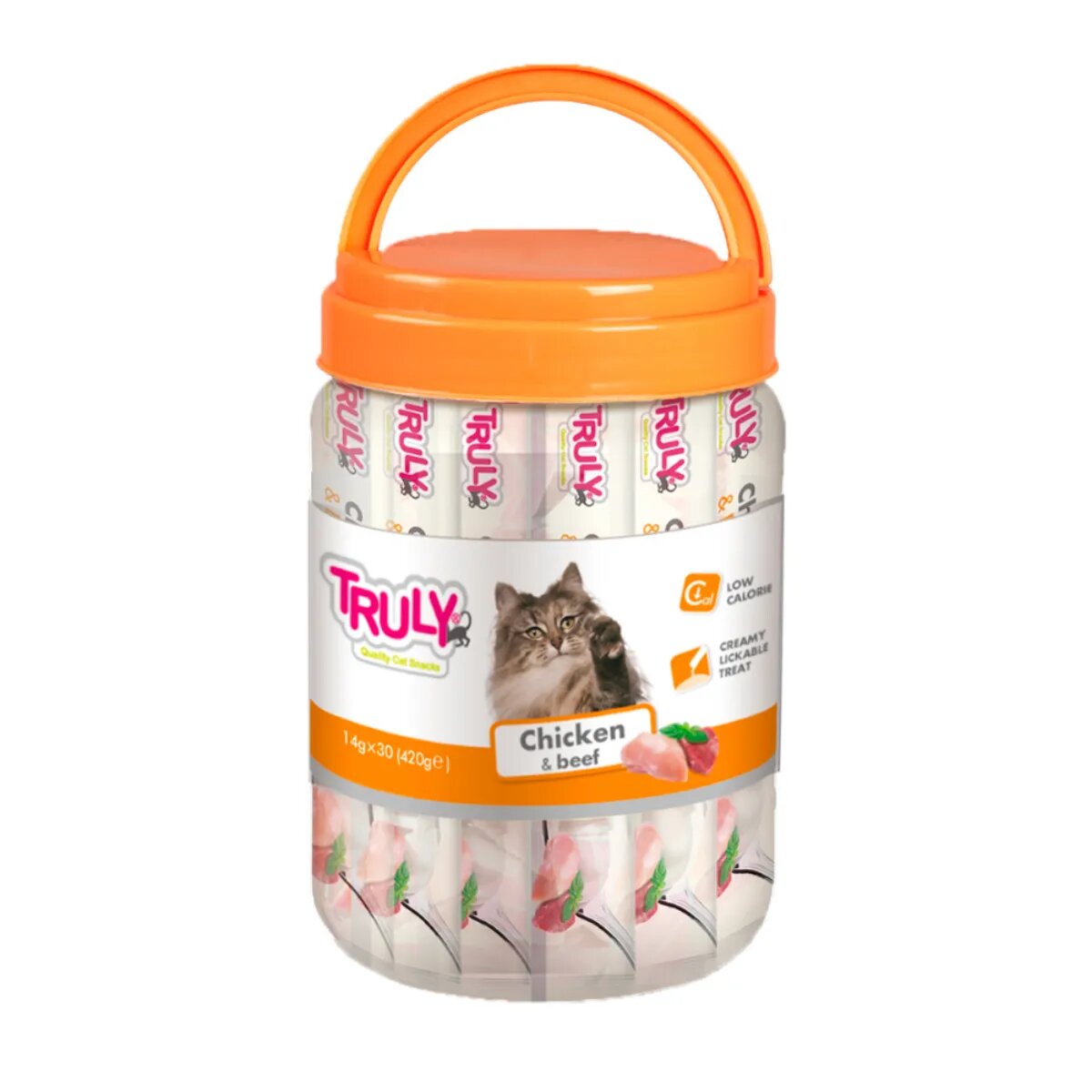 WANPY Truly Creamy Lickable Treat Pui și Vită flacon recompense fără cereale pisici (piure) 420g