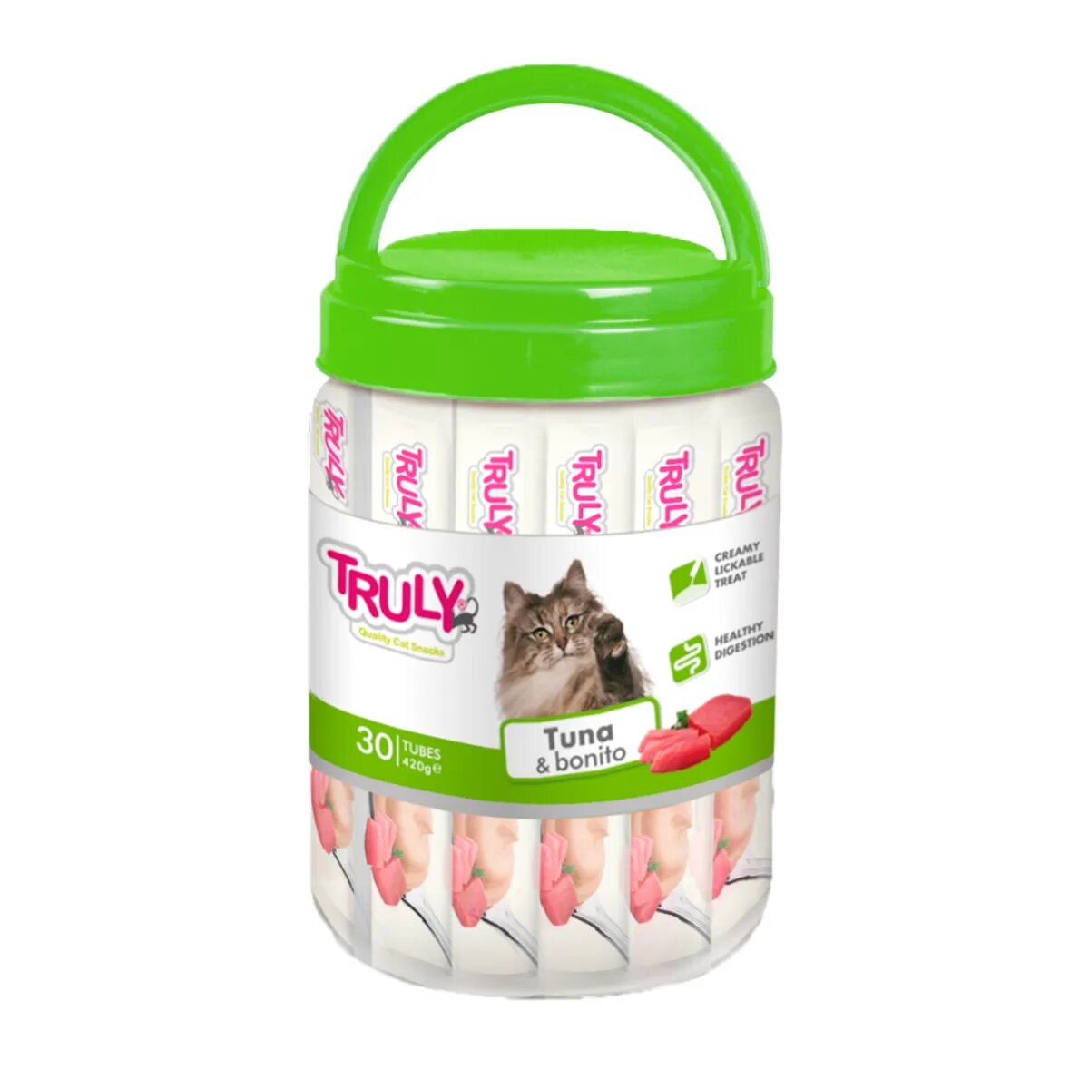 WANPY Truly Creamy Lickable Treat Ton și Fulgi de Bonito flacon recompense fără cereale pisici (piure) 420g