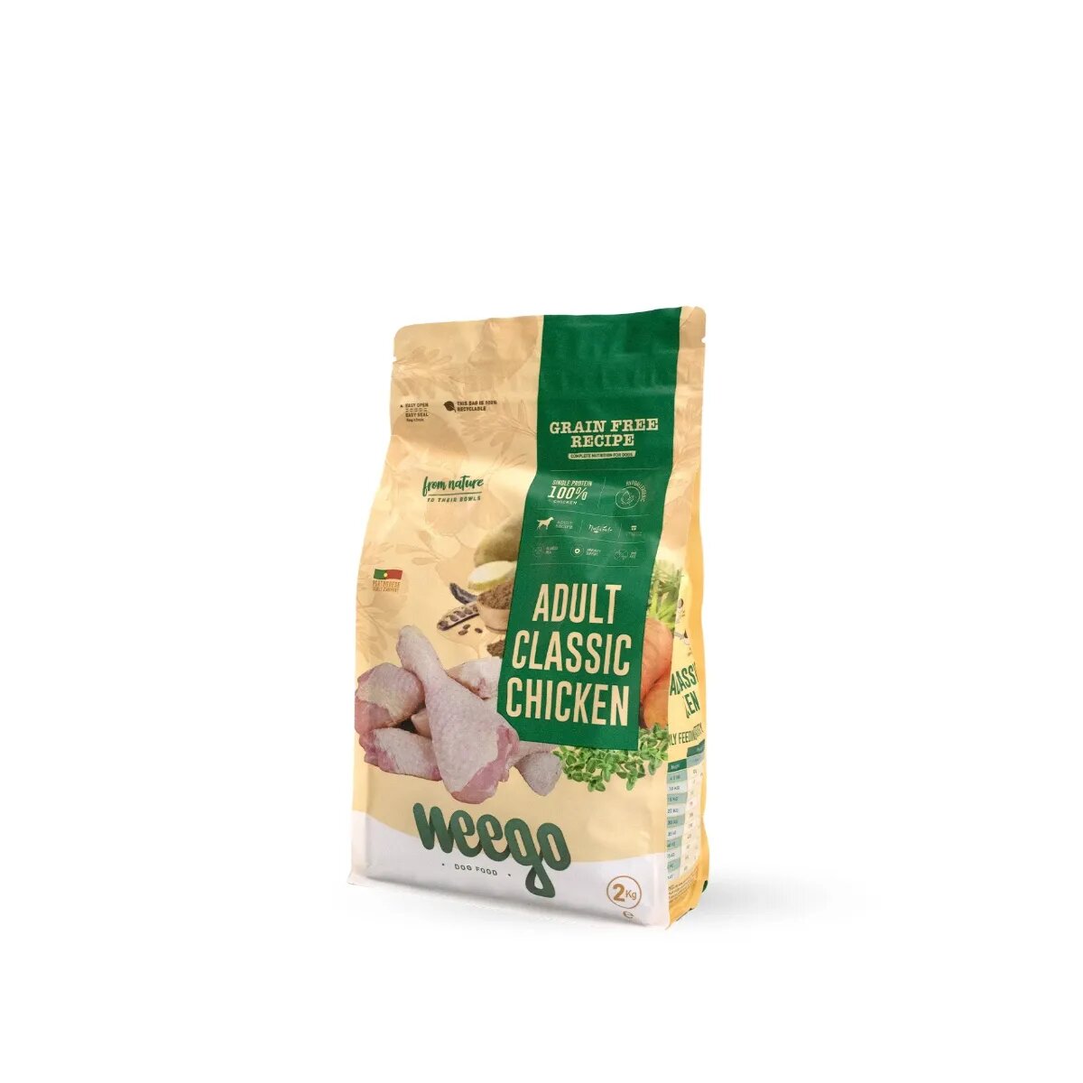 WEEGO Classic Chicken XS-XL Pui hrană uscată monoproteică fără cereale câini 2kg