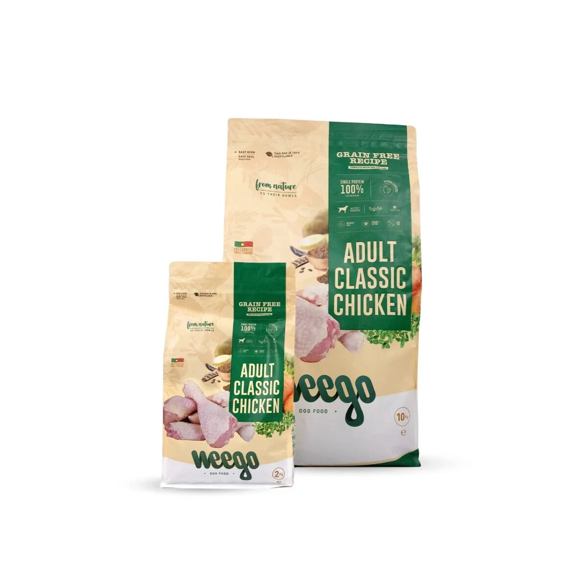 WEEGO Classic Chicken XS-XL Pui hrană uscată monoproteică fără cereale câini 2kg