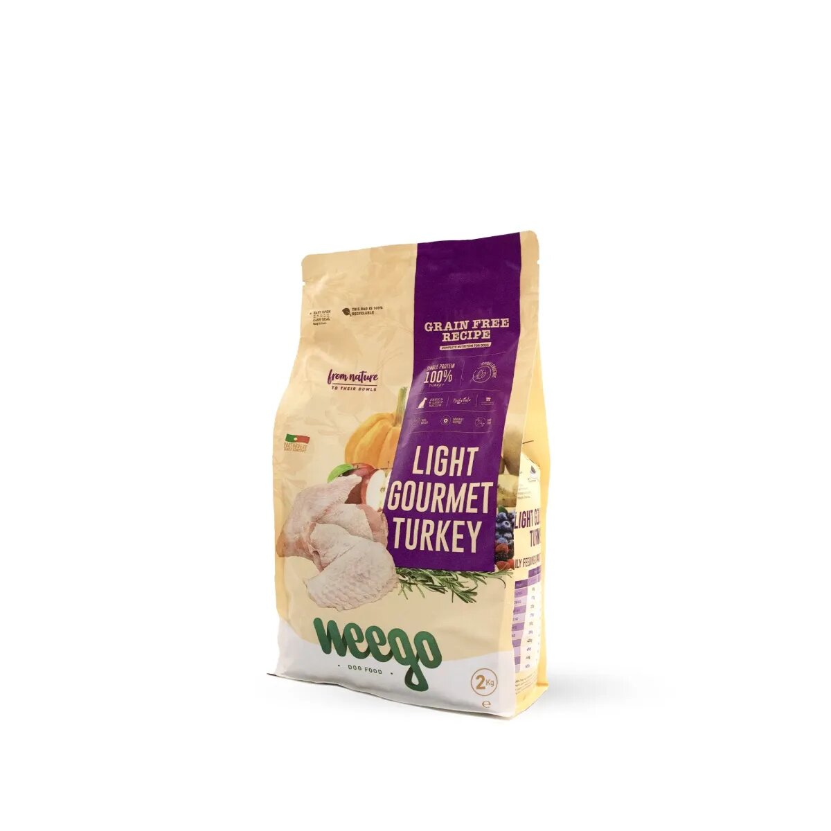 WEEGO Light Gourment Turkey XS-XL Curcan hrană uscată monoproteică fără cereale câini senior obezitate 2kg