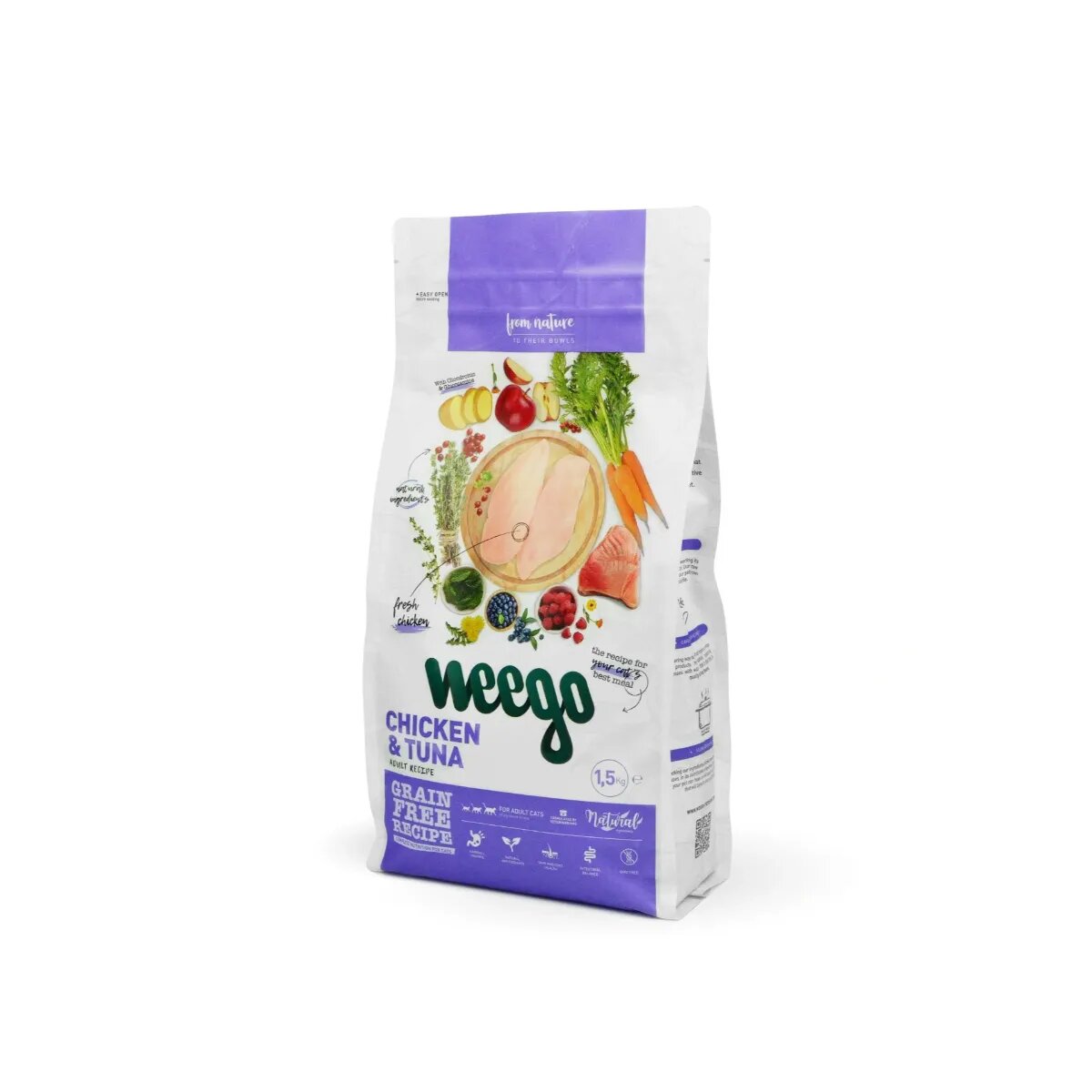 WEEGO Pui și Ton hrană uscată fără cereale pisici 1.5kg