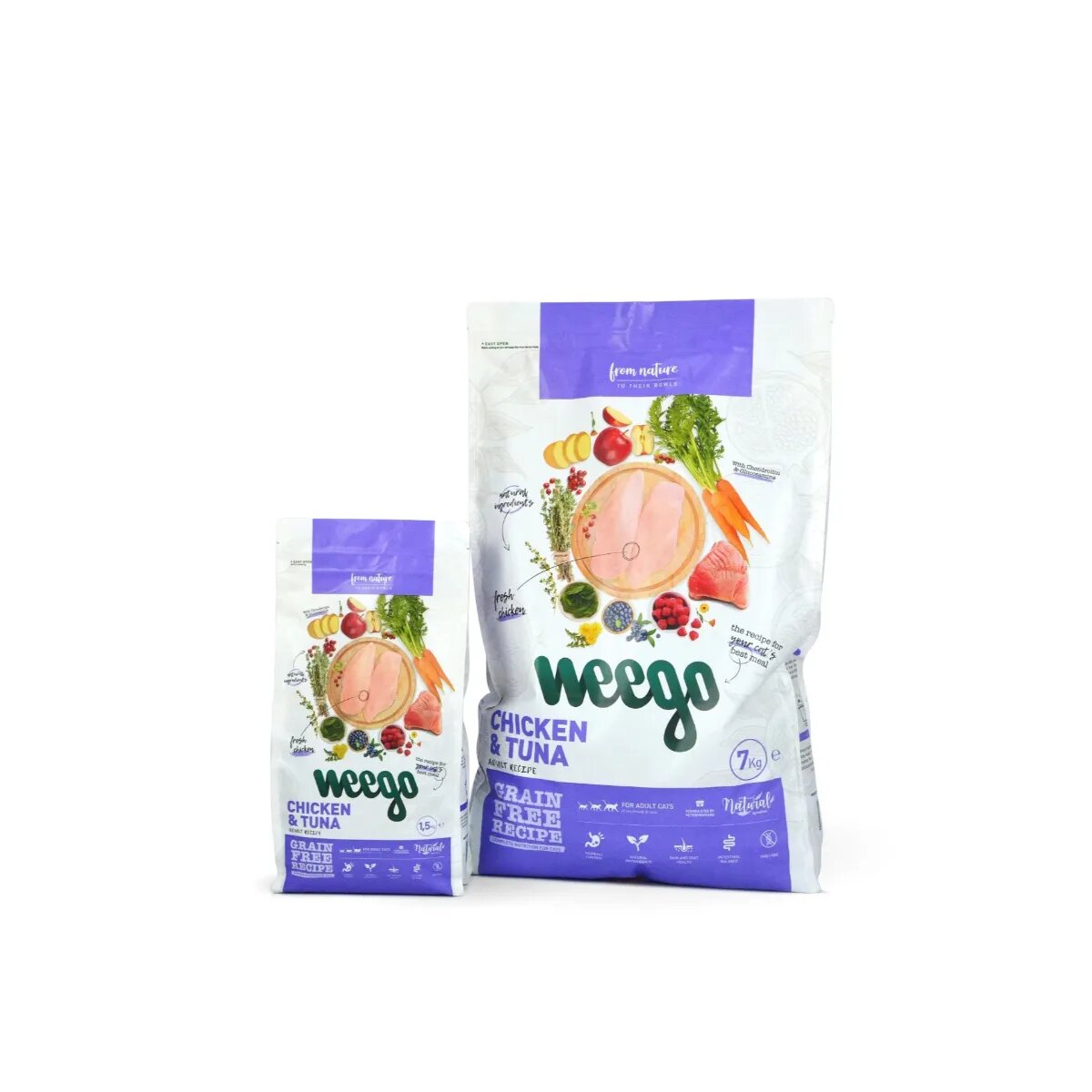 WEEGO Pui și Ton hrană uscată fără cereale pisici 1.5kg