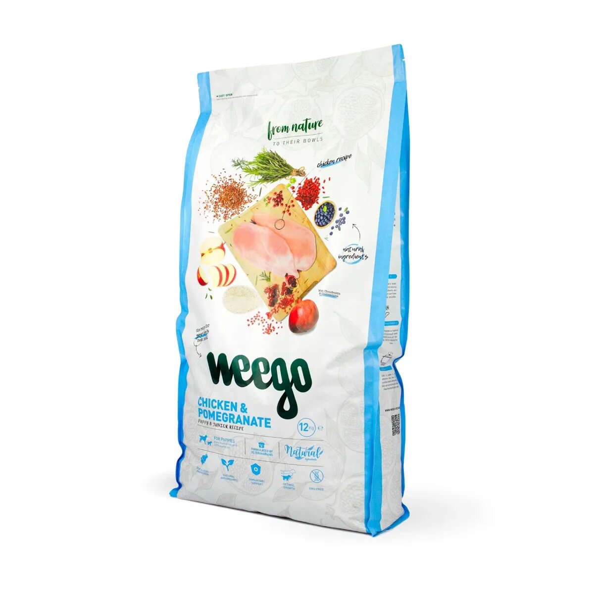 WEEGO Puppy & Junior XS-XL Pui și Rodie hrană uscată câini junior 12kg