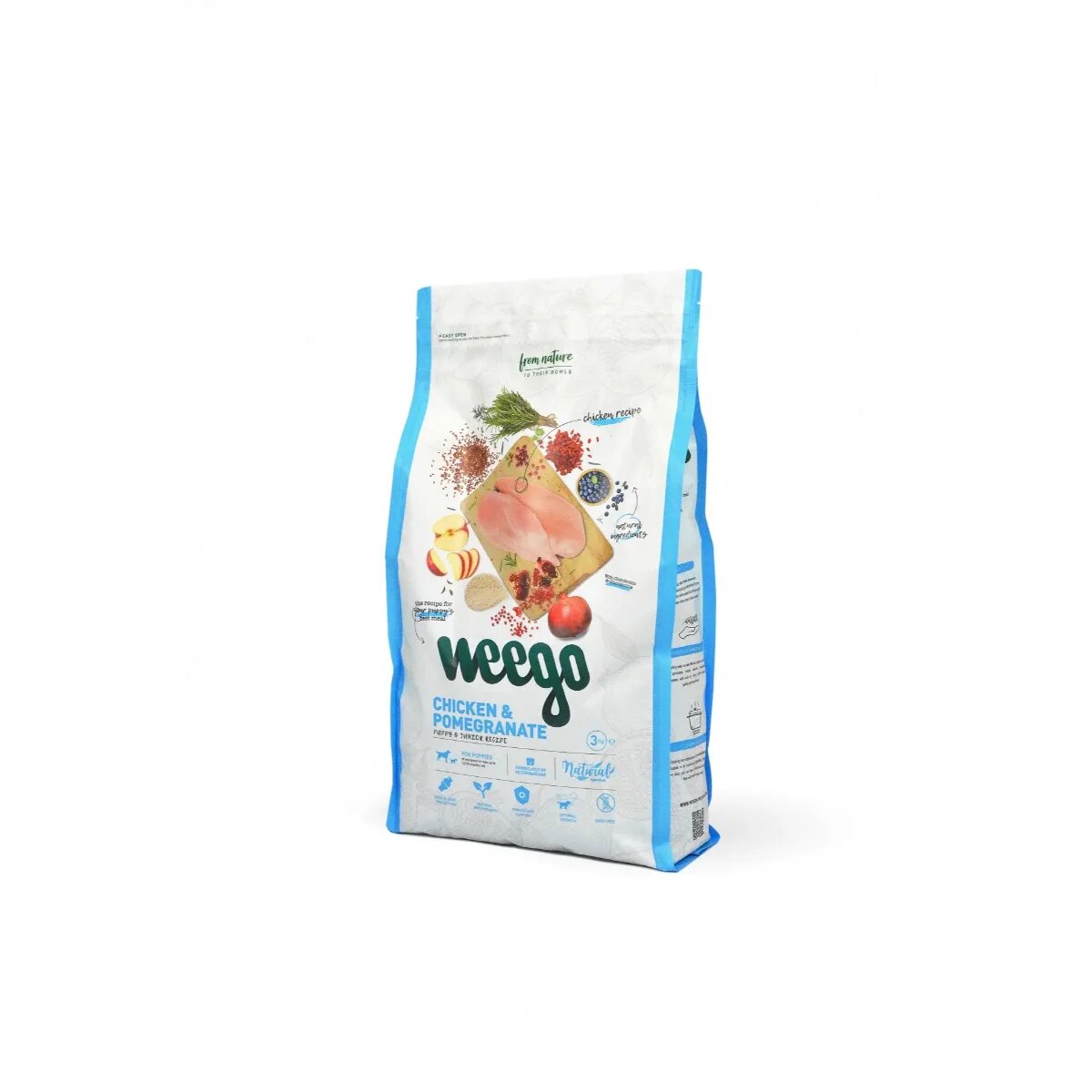WEEGO Puppy & Junior XS-XL Pui și Rodie hrană uscată câini junior 3kg