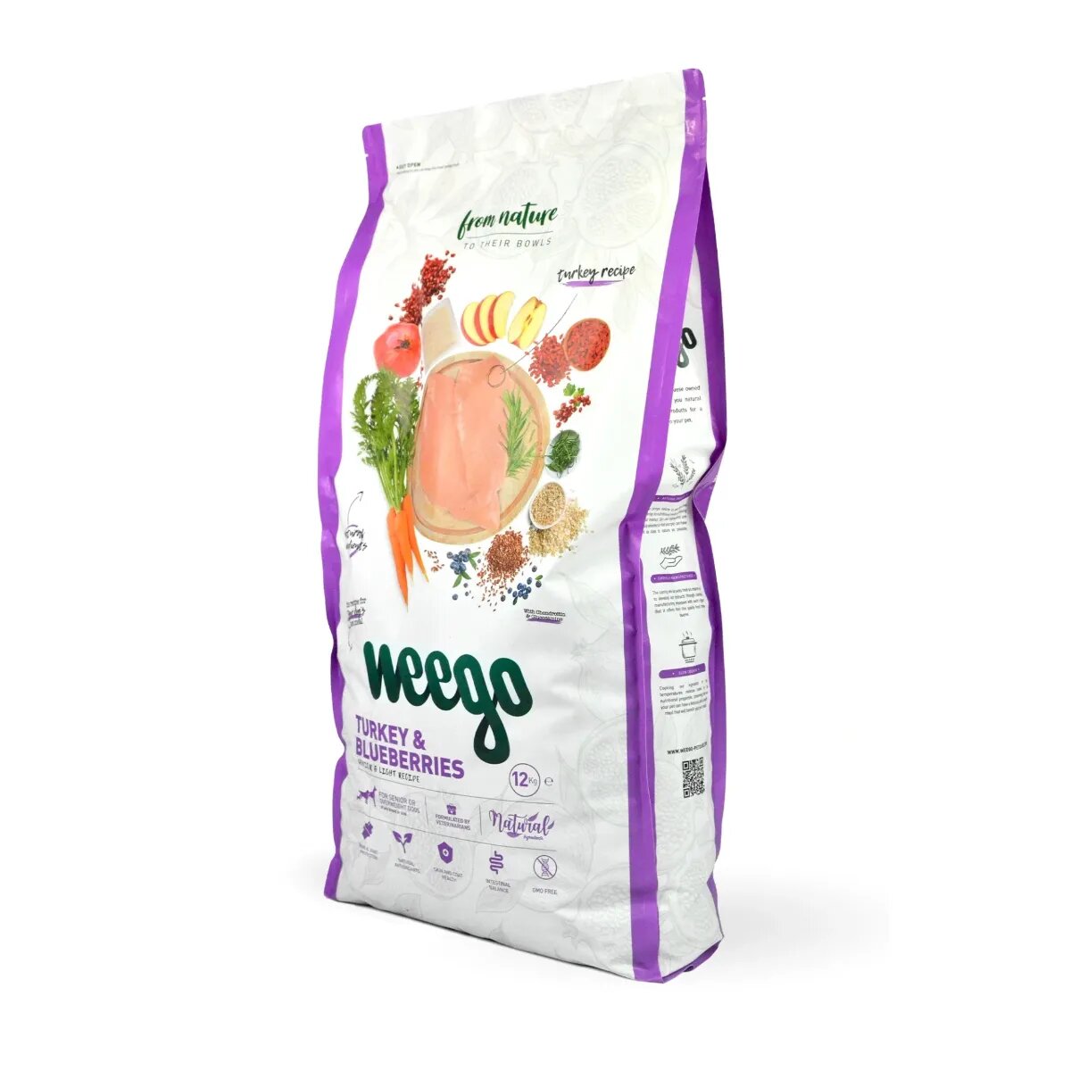 WEEGO Senior & Light Recipe XS-XL Curcan și afine hrană uscată câini senior obezitate 12kg