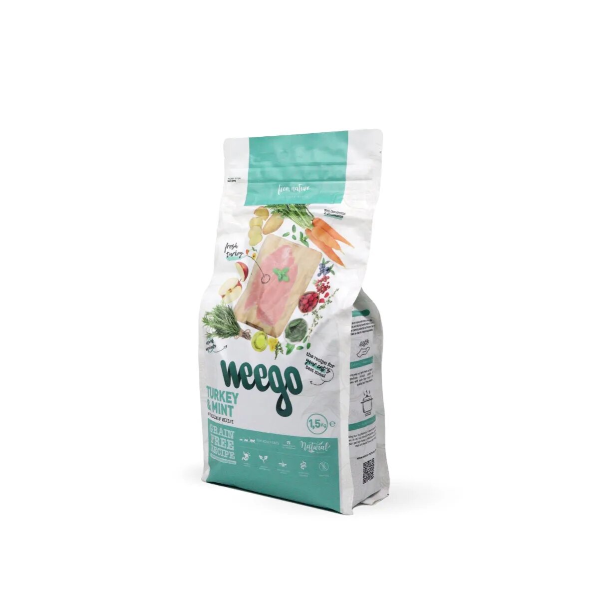 WEEGO Sterlised Senior & Light Recipe Curcan și Mentă hrană uscată fără cereale pisici sterilizate senior obezitate 1.5kg