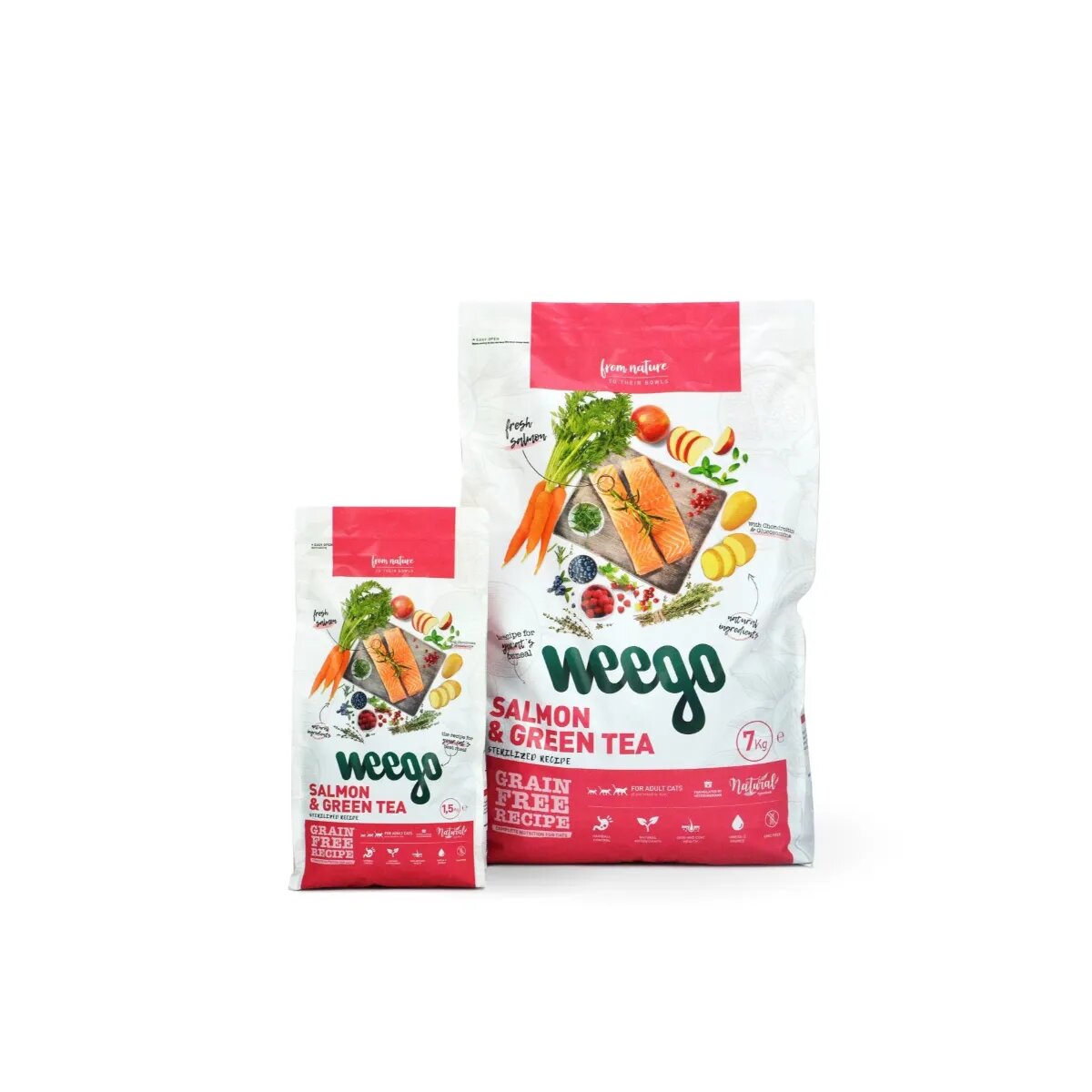 WEEGO Sterlised Somon și Ceai verde hrană uscată fără cereale pisici sterilizate 1.5kg