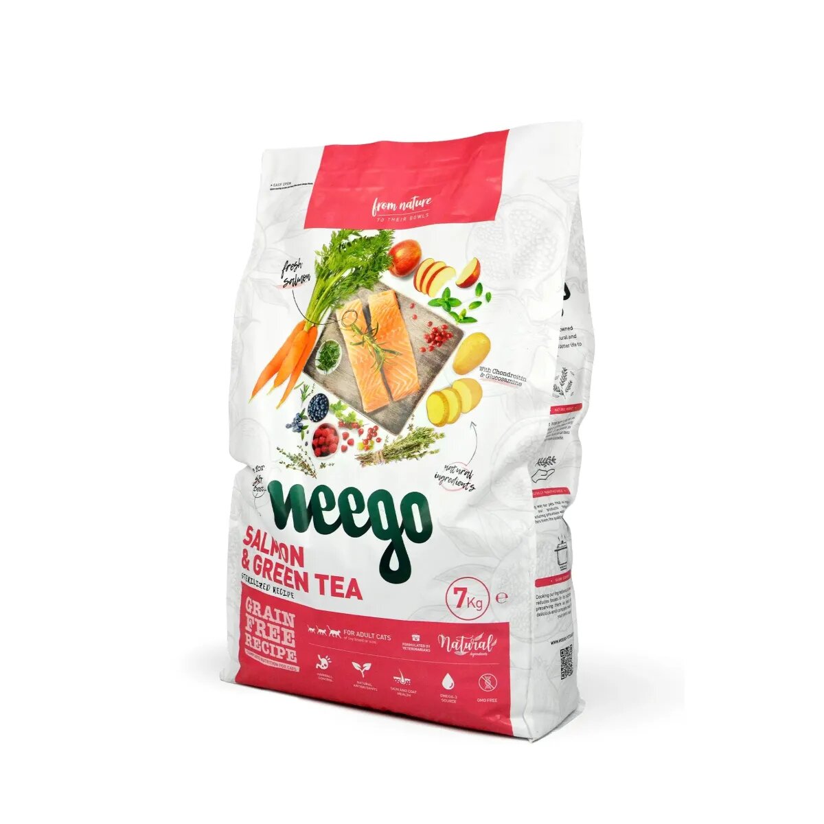 WEEGO Sterlised Somon și Ceai verde hrană uscată fără cereale pisici sterilizate 7kg