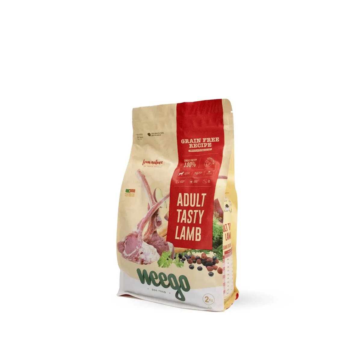 WEEGO Tasty Lamb XS-XL Miel hrană uscată monoproteică fără cereale câini 2kg