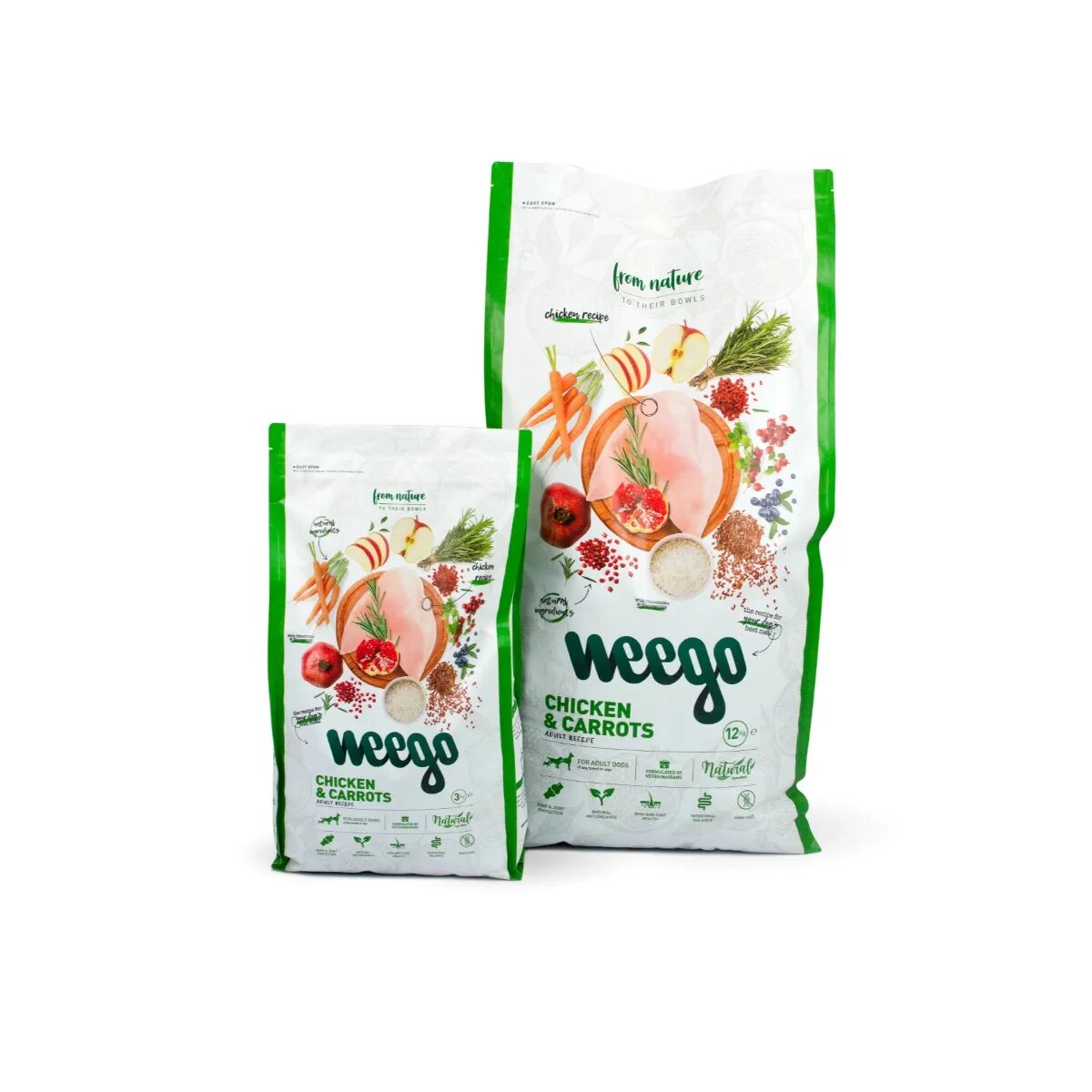WEEGO XS-XL Pui și Morcov hrană uscată câini 3kg