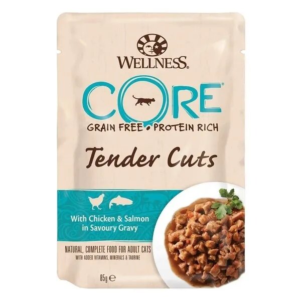 Wellness Core Cat Tender Cuts cu Pui si Somon in Sos 85 g