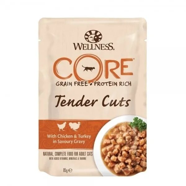 Wellness Core Cat Tender Cuts Pui si Curcan in Sos 85 g