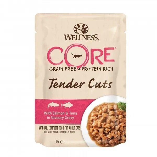 Wellness Core Hrana Umeda Cat Tender Cuts cu Somon si Ton in Sos 85 g