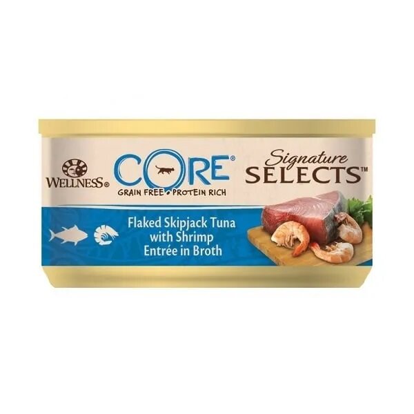 Wellness Core Hrana Umeda Signature Select cu Ton si Creveti in Supa 79 g