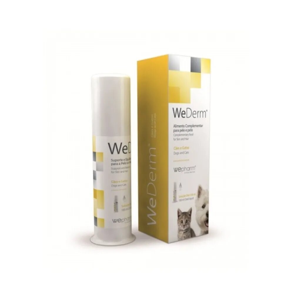Wepharm WeDerm supliment piele & blană câini suspensie orală WeDerm XS-XL supliment piele & blană câini și pisici flacon cu aplicator 100ml suspensie orală