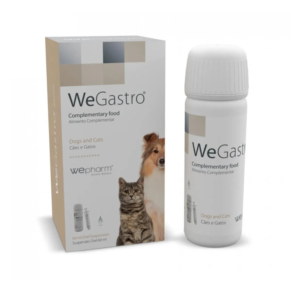 Wepharm WeGastro supliment sistem digestiv câini suspensie orală WeGastro XS-XL supliment sistem digestiv câini și pisici flacon 60ml suspensie orală