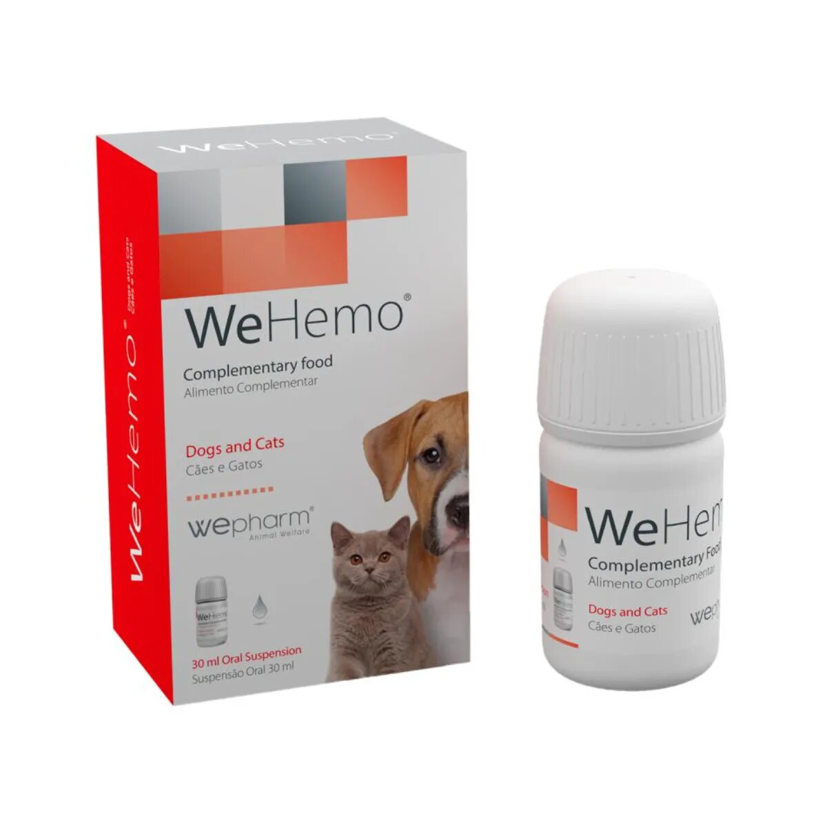 Wepharm WeHemo supliment sistem cardio-vascular câini suspensie orală WeHemo XS-XL supliment sistem cardio-vascular câini și pisici seringă gradată 30ml suspensie orală