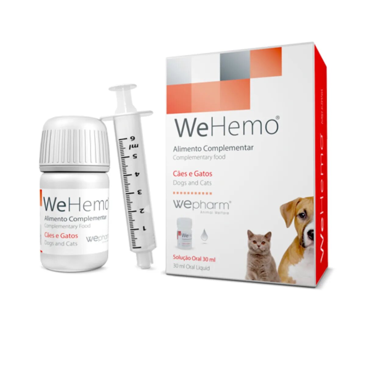 Wepharm WeHemo supliment sistem cardio-vascular câini suspensie orală WeHemo XS-XL supliment sistem cardio-vascular câini și pisici seringă gradată 30ml suspensie orală