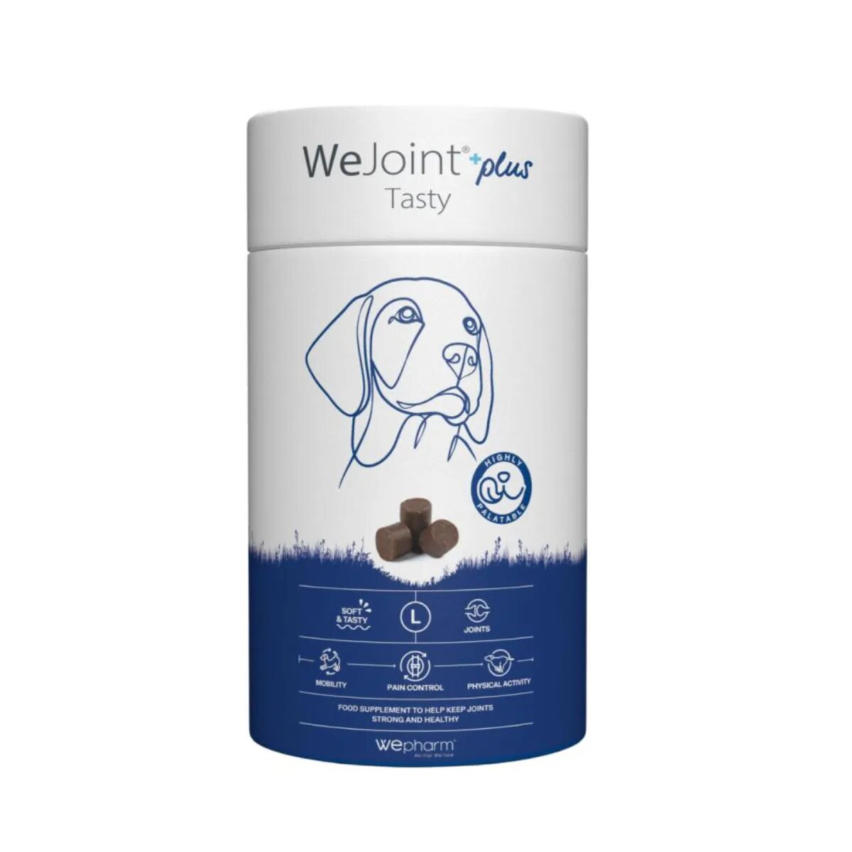 Wepharm WeJoint Plus Tasty Large Breeds supliment sistem articular câini comprimate masticabile WeJoint Plus Tasty Large Breeds L-XL supliment sistem articular câini flacon 30 comprimate masticabile