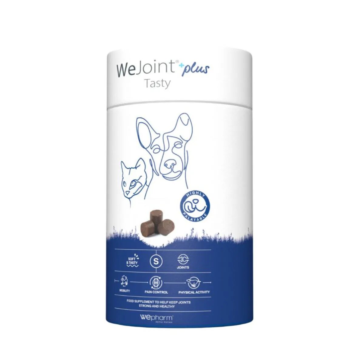 Wepharm WeJoint Plus Tasty Small Breeds & Cats supliment sistem articular câini comprimate masticabile WeJoint Plus Tasty Small Breeds & Cats XS-S supliment sistem articular câini și pisici flacon 30 comprimate masticabile