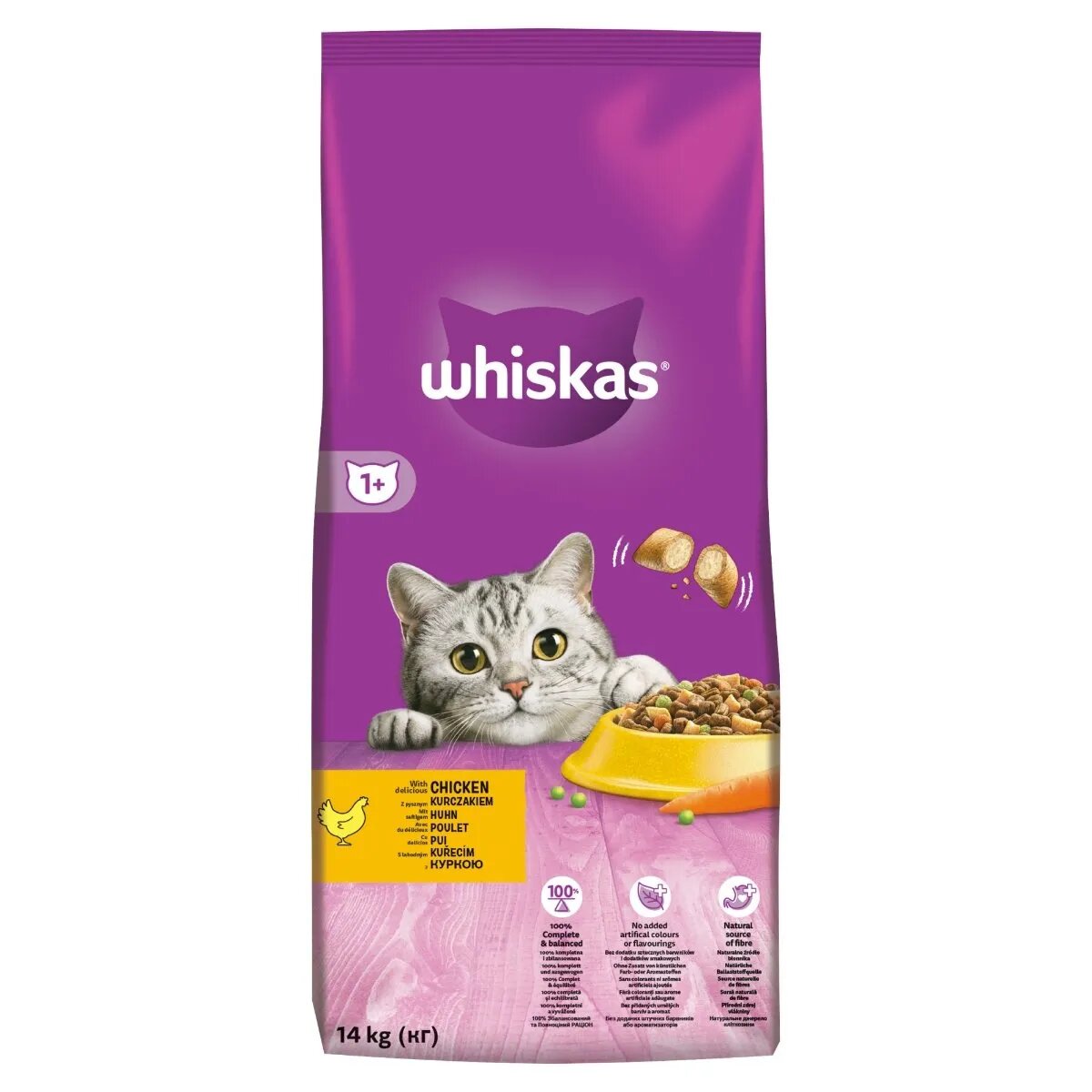 WHISKAS Adult Pui hrană uscată pisici 14kg