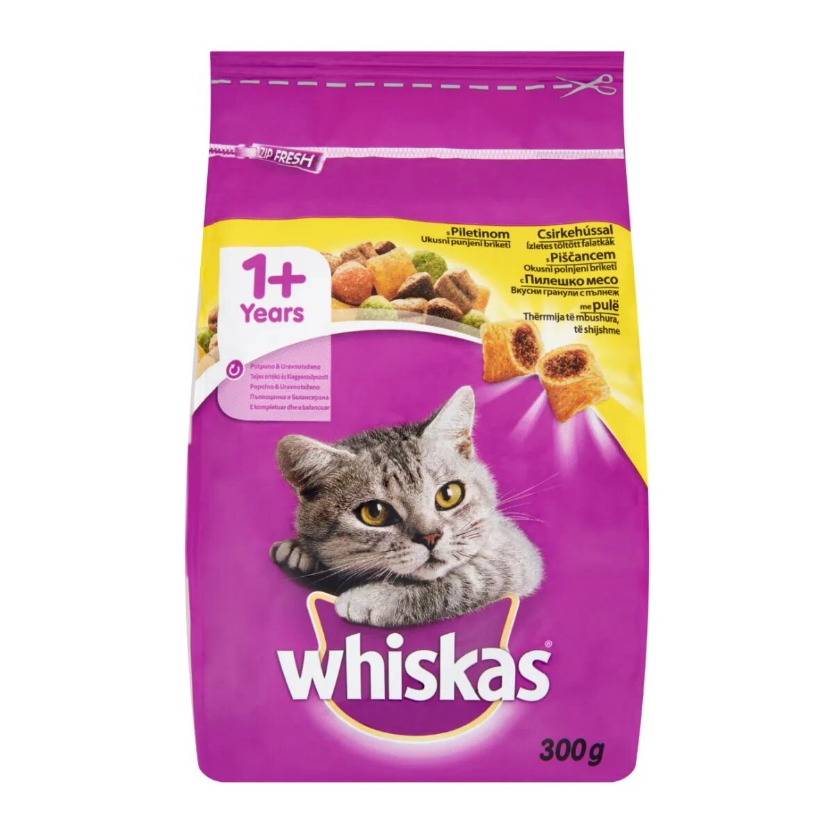WHISKAS Adult Pui hrană uscată pisici 300g