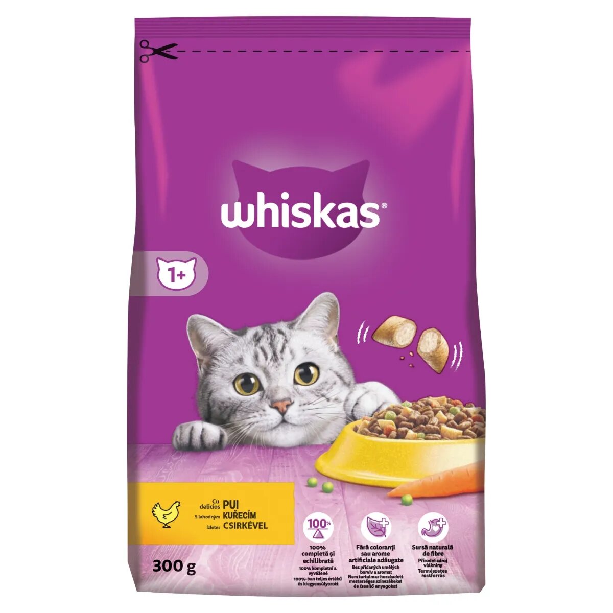 WHISKAS Adult Pui hrană uscată pisici 300g